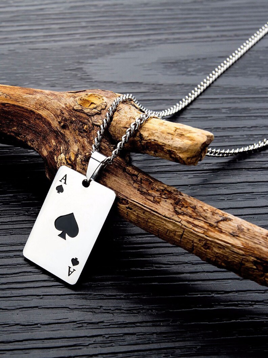 

SALTY Stainless Steel Maverick Ace Pendant with Chain, Silver