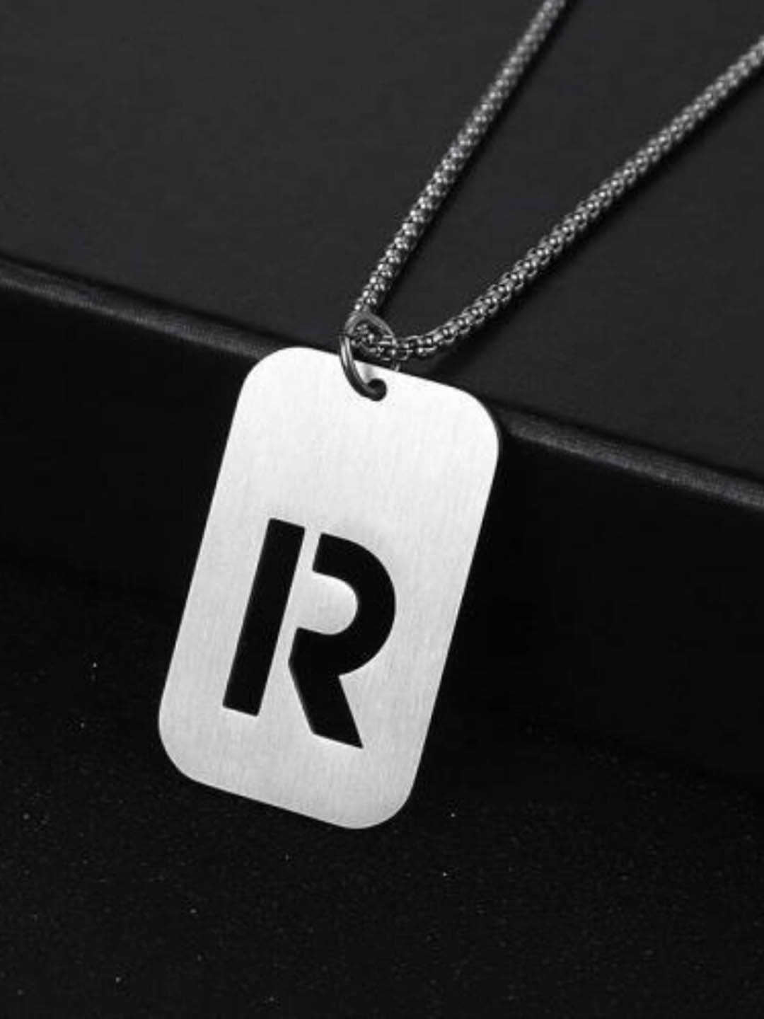 

SALTY Stainless Steel Dainty Alphabet Pendant - R, Silver