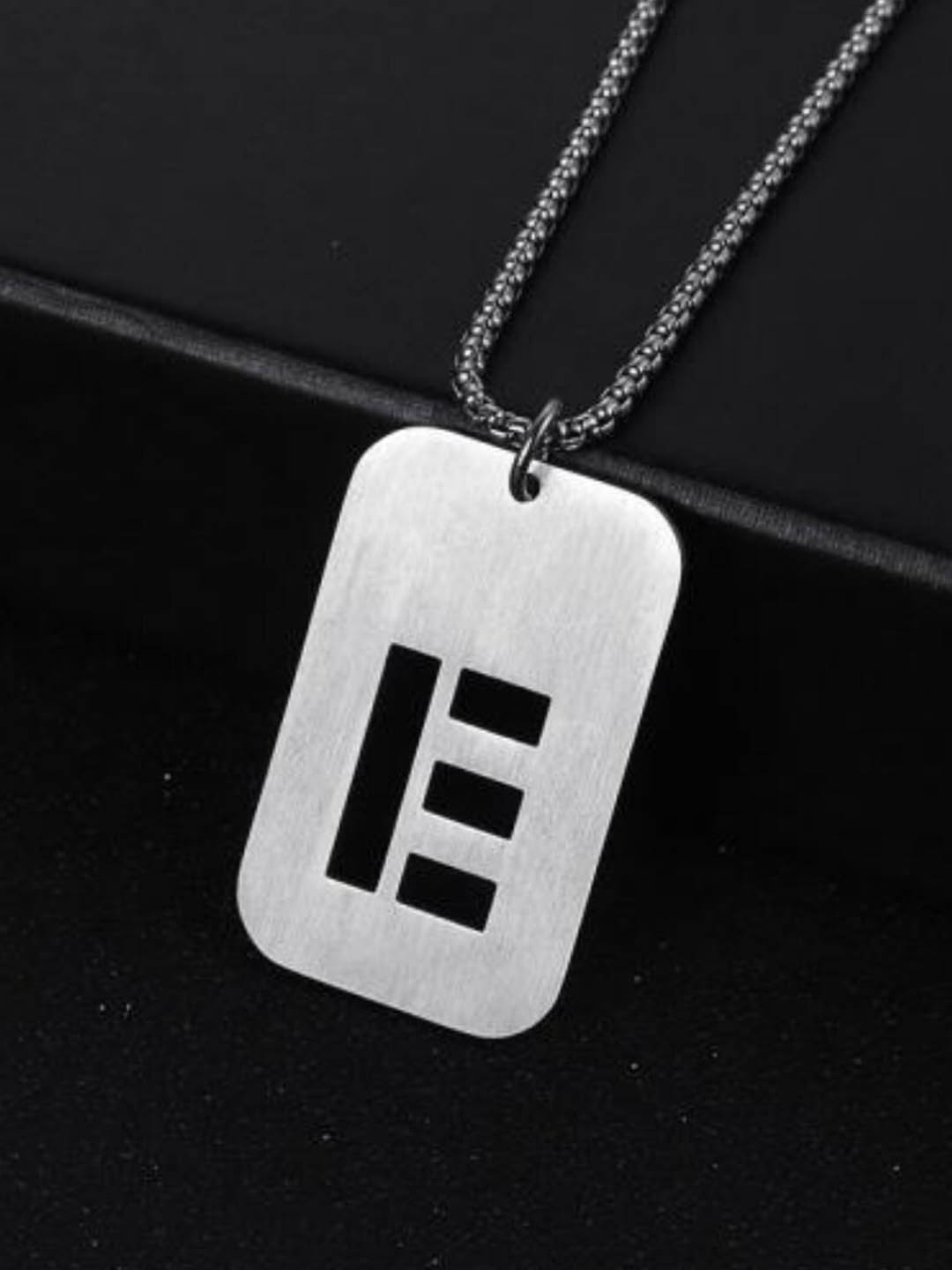 

SALTY Stainless Steel Dainty "E" Alphabet Pendant & Chain, Silver