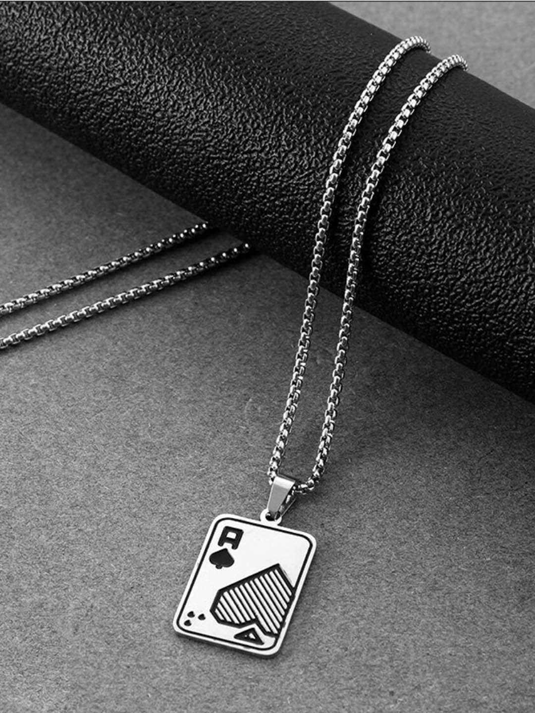 

SALTY Stainless Steel Ace Pendant with Chain, Silver