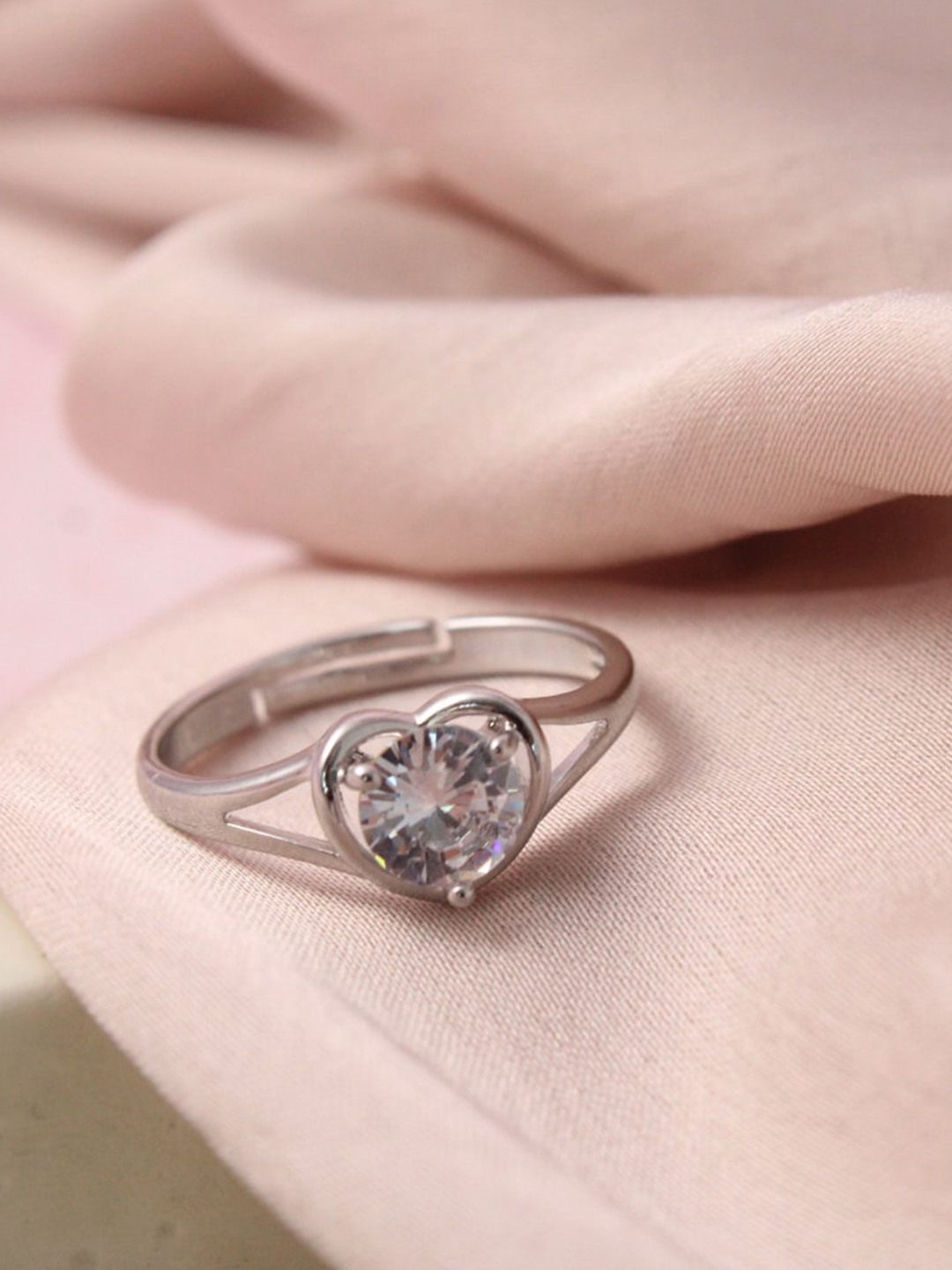 

SALTY Silver Plated Stone-Studded Finger Ring
