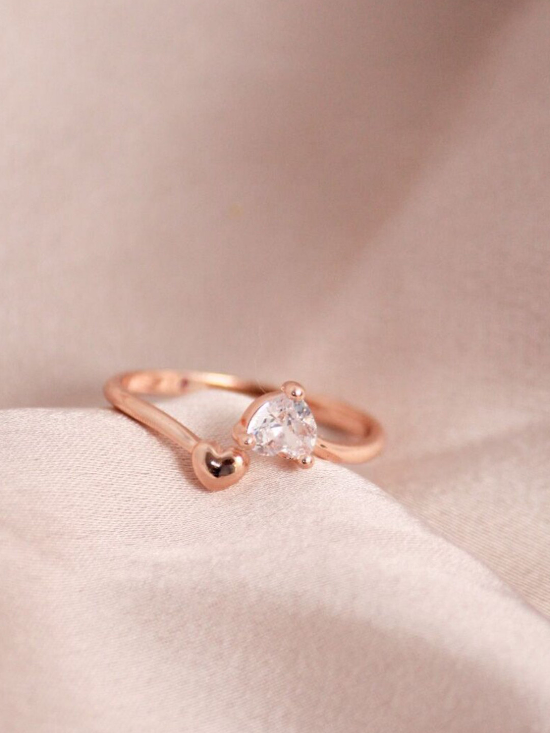 

SALTY Gold-Plated American Diamond-Studded Adjustable Finger Ring