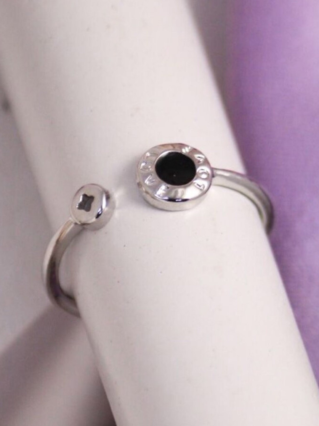 

SALTY Silver-Plated Stone-Studded Adjustable Ring