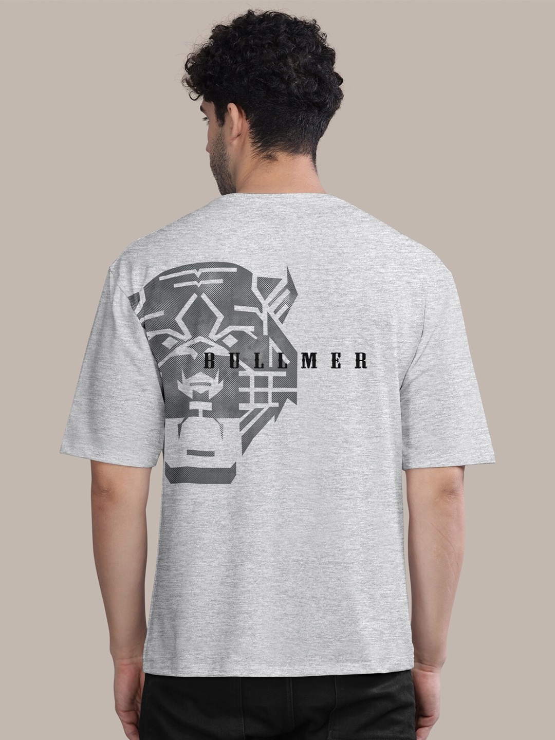 

BULLMER Graphic Printed Round Neck Oversized Cotton T-shirt, White