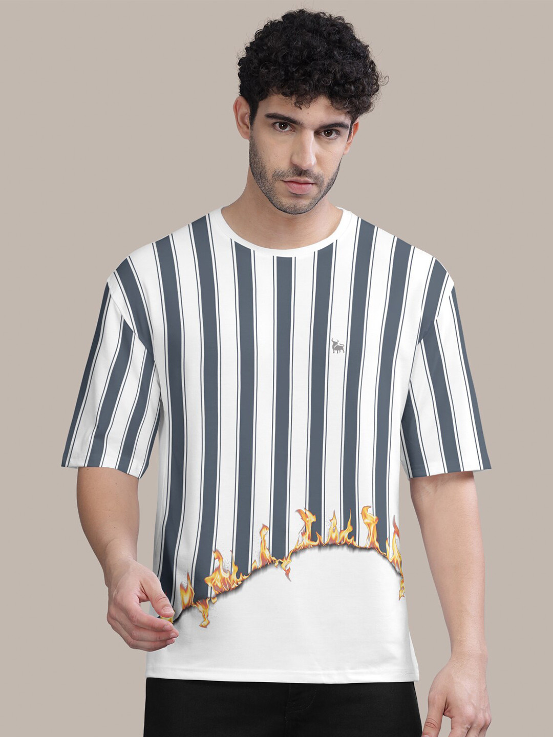 

BULLMER Striped Oversized Cotton T-shirt, White