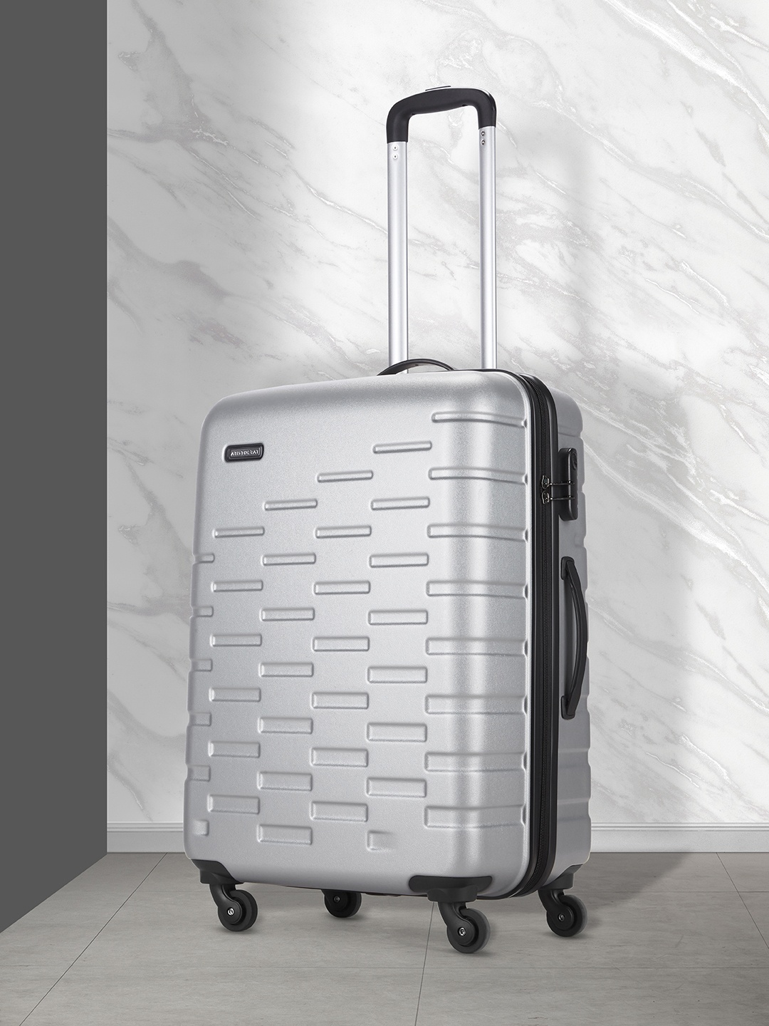 

Aristocrat Textured Hard-Sided Large Trolley Suitcase Bag, Silver