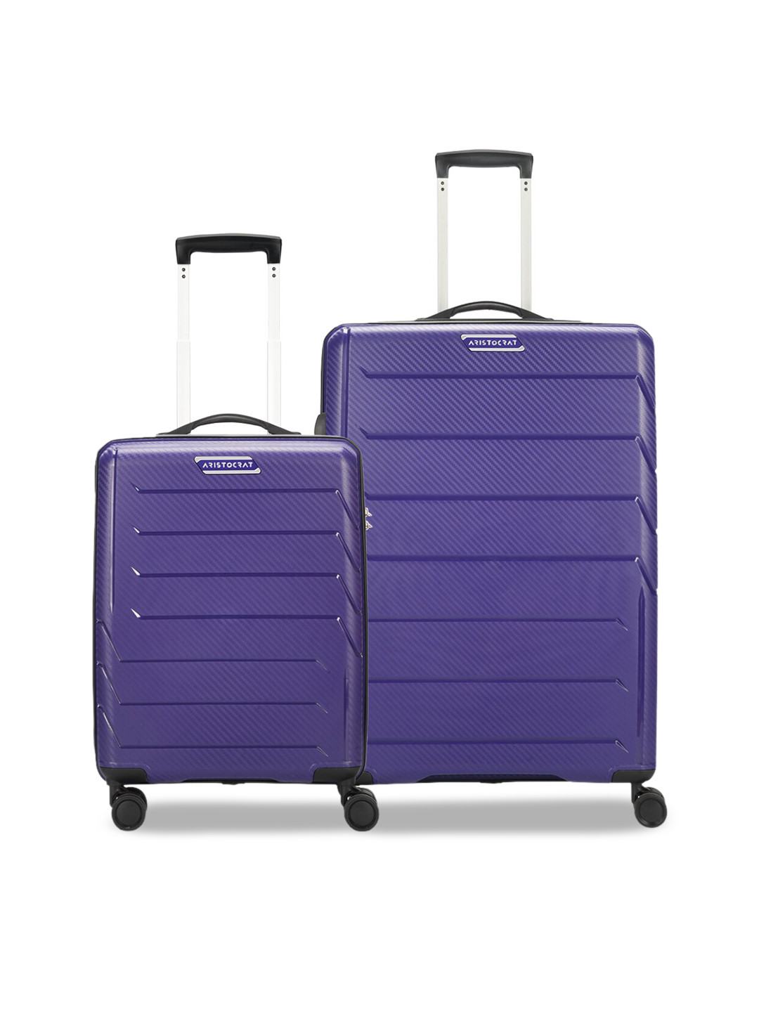 

Aristocrat Pack Of 2 Textured Hard-Sided Trolley Bag, Purple