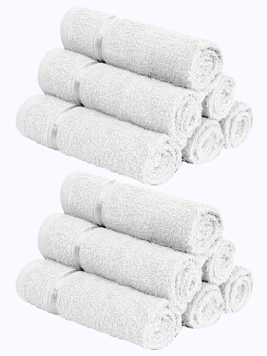 

Story@home Set of 12 Off White Solid 450 GSM Face Towels