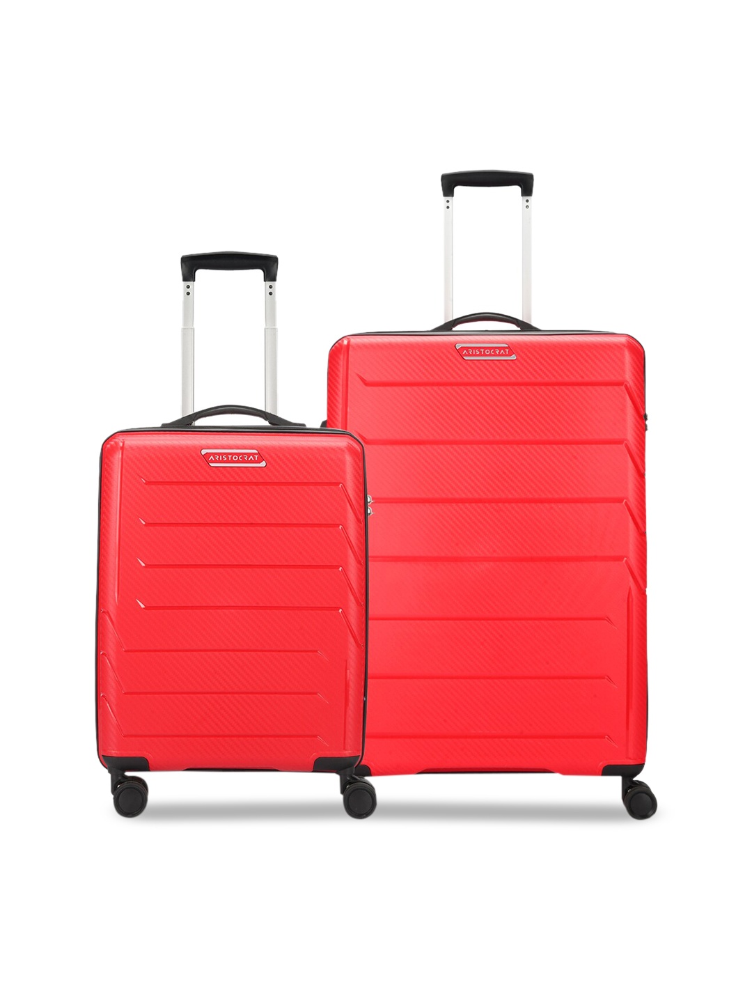 

Aristocrat Pack Of 2 Textured Hard-Sided Trolley Suitcase, Red