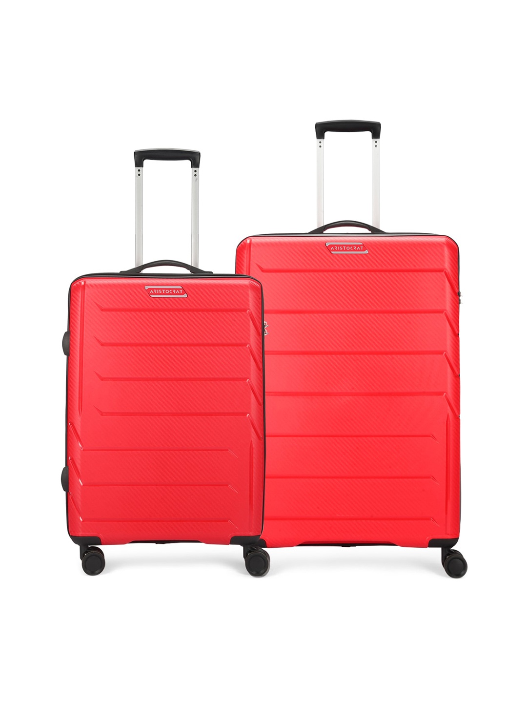 

Aristocrat Pack Of 2 Textuted Water Resistant Hard-Sided Trolley Bag, Red