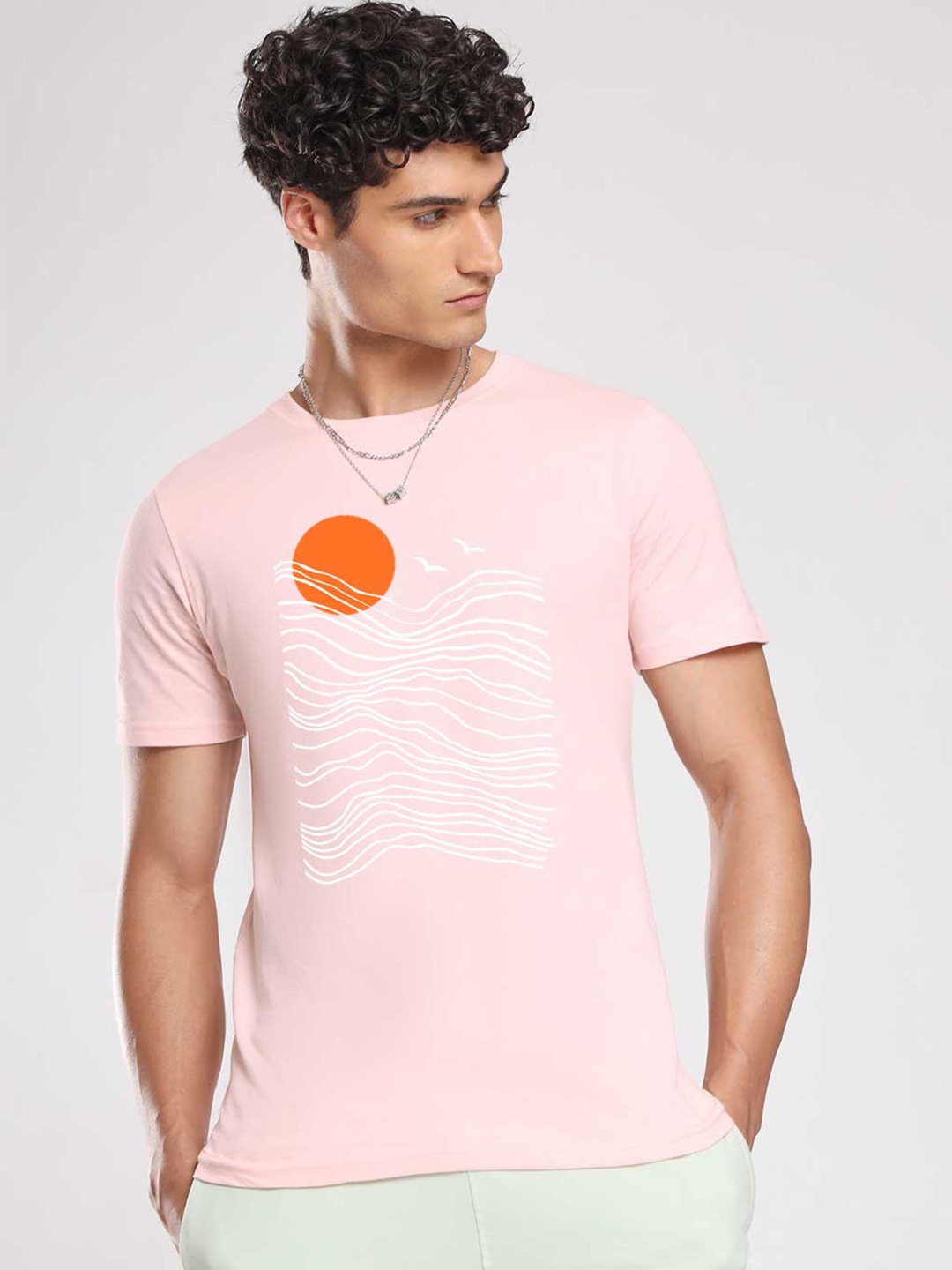 

NOBERO Graphic Printed Pure Cotton T-Shirt, Pink