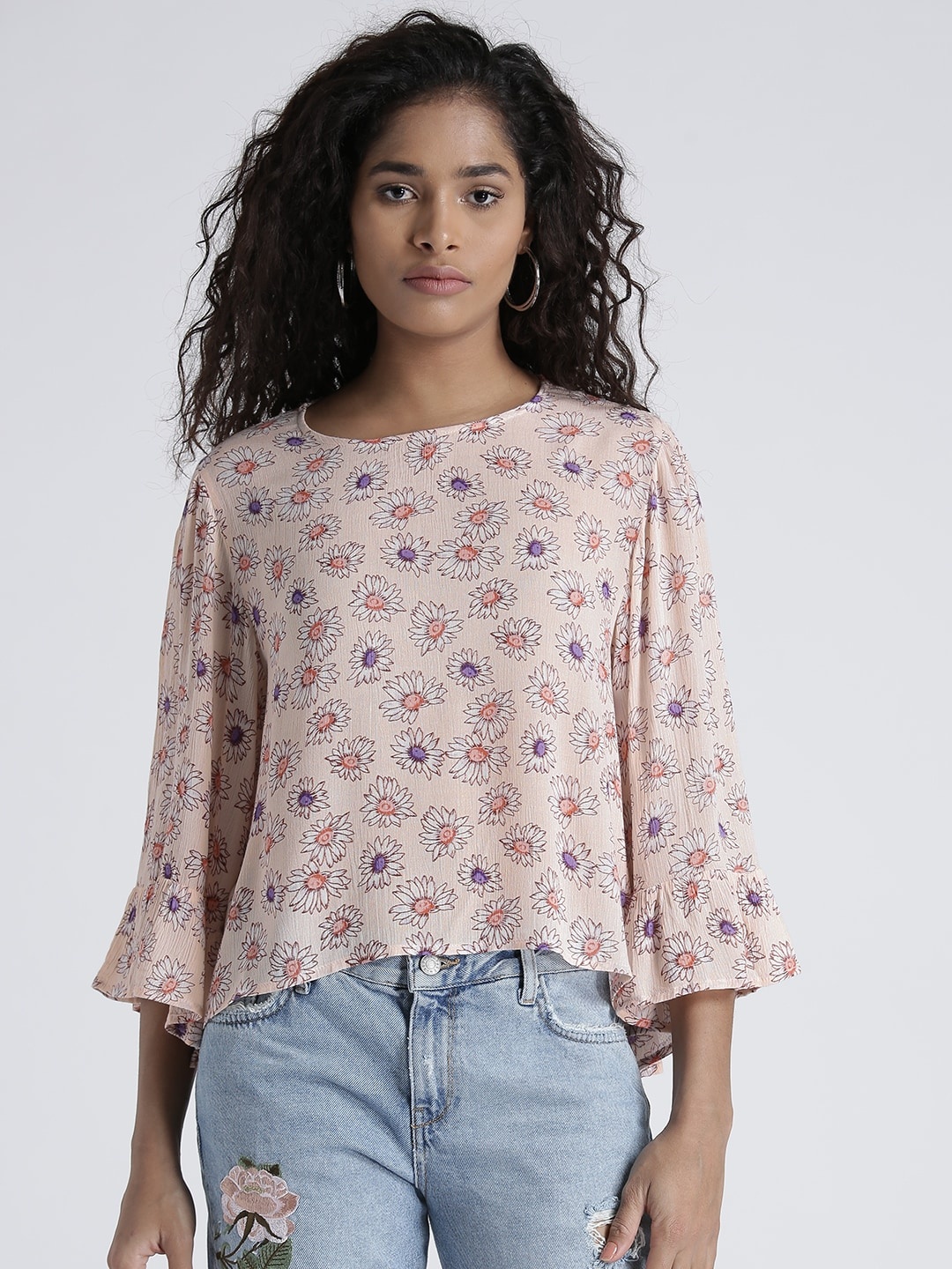 

Splash Women Peach-Coloured Printed Top