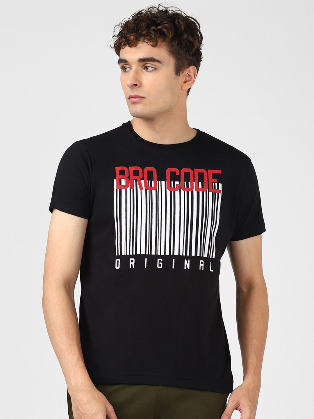 

UrbanMark Typography Printed Round Neck T-shirt, Black