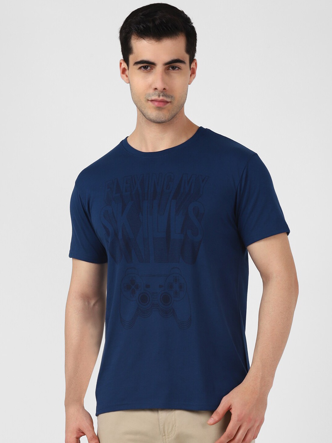 

UrbanMark Typography Printed Round Neck T-shirt, Blue