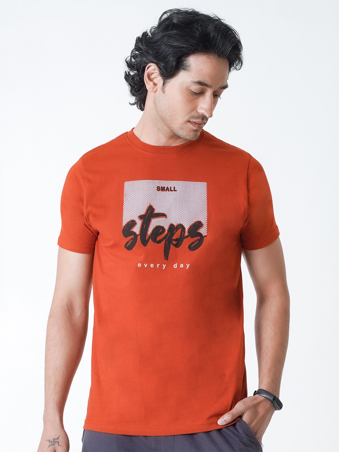 

UrbanMark Typography Printed Pure Cotton T-shirt, Rust