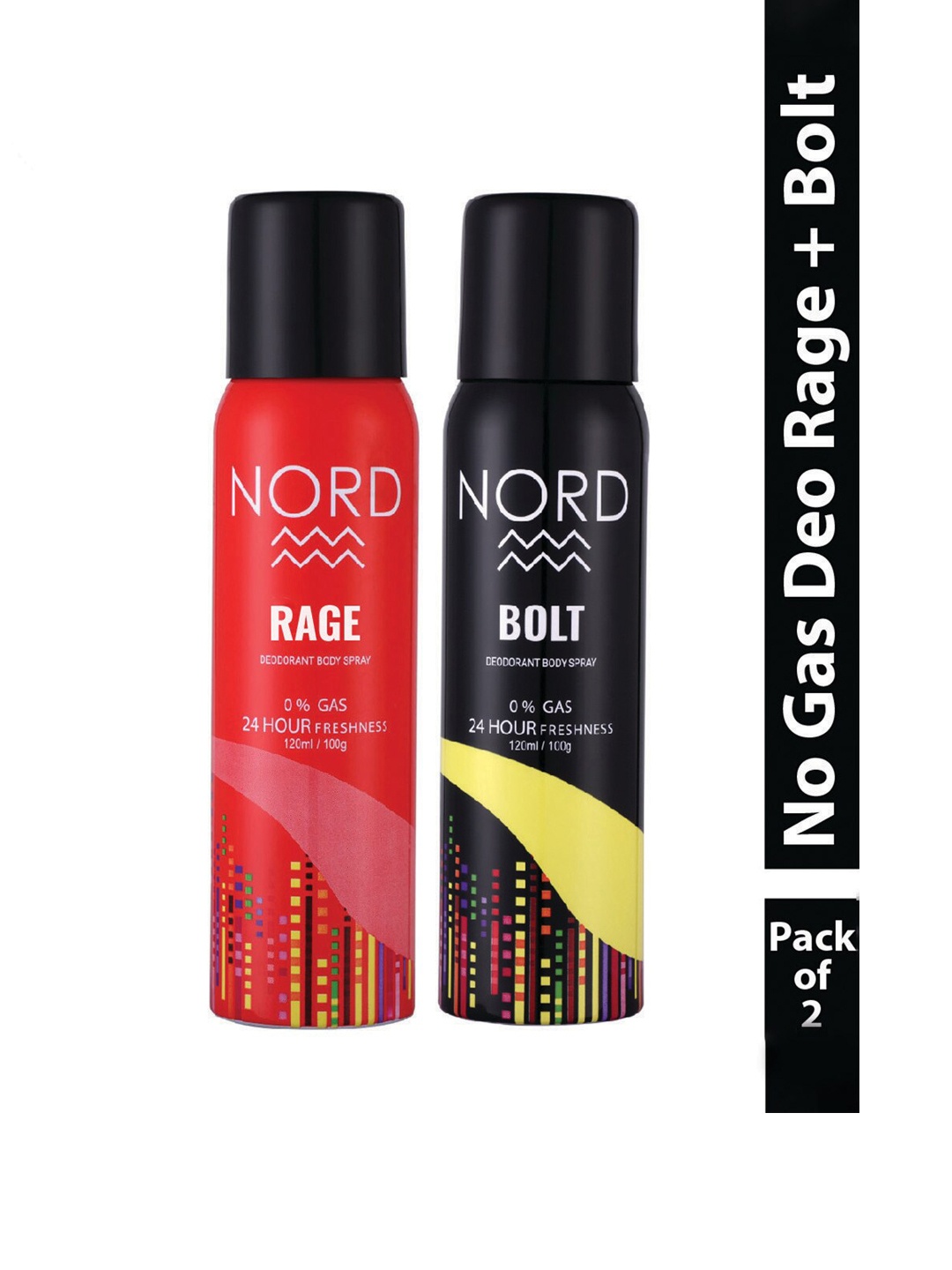 

NORD Men Set Of 2 Rage Bolt Body Spray Deodorants 100g Each, Red