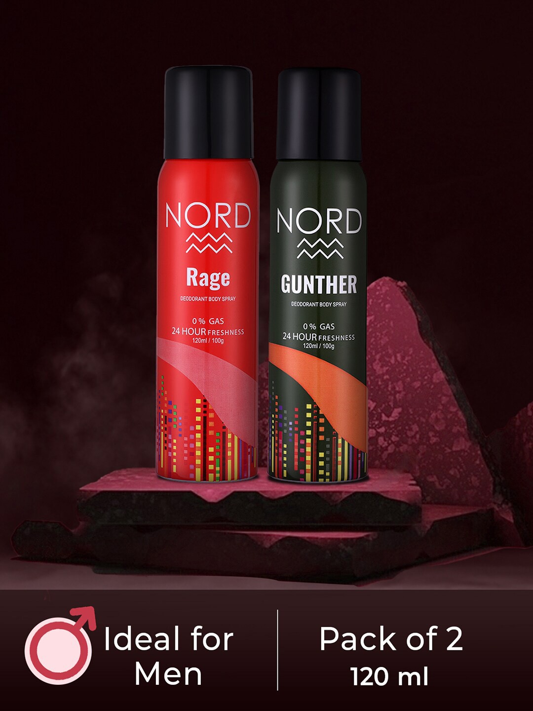 

NORD Men Set of 2 Rage Gunther Deodorants 100g Each, Red