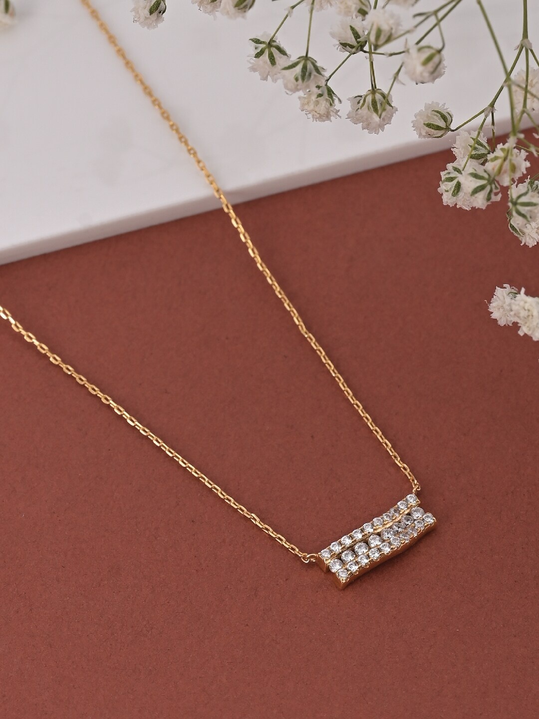 

PALMONAS Gold-Plated Stone-Studded Necklace