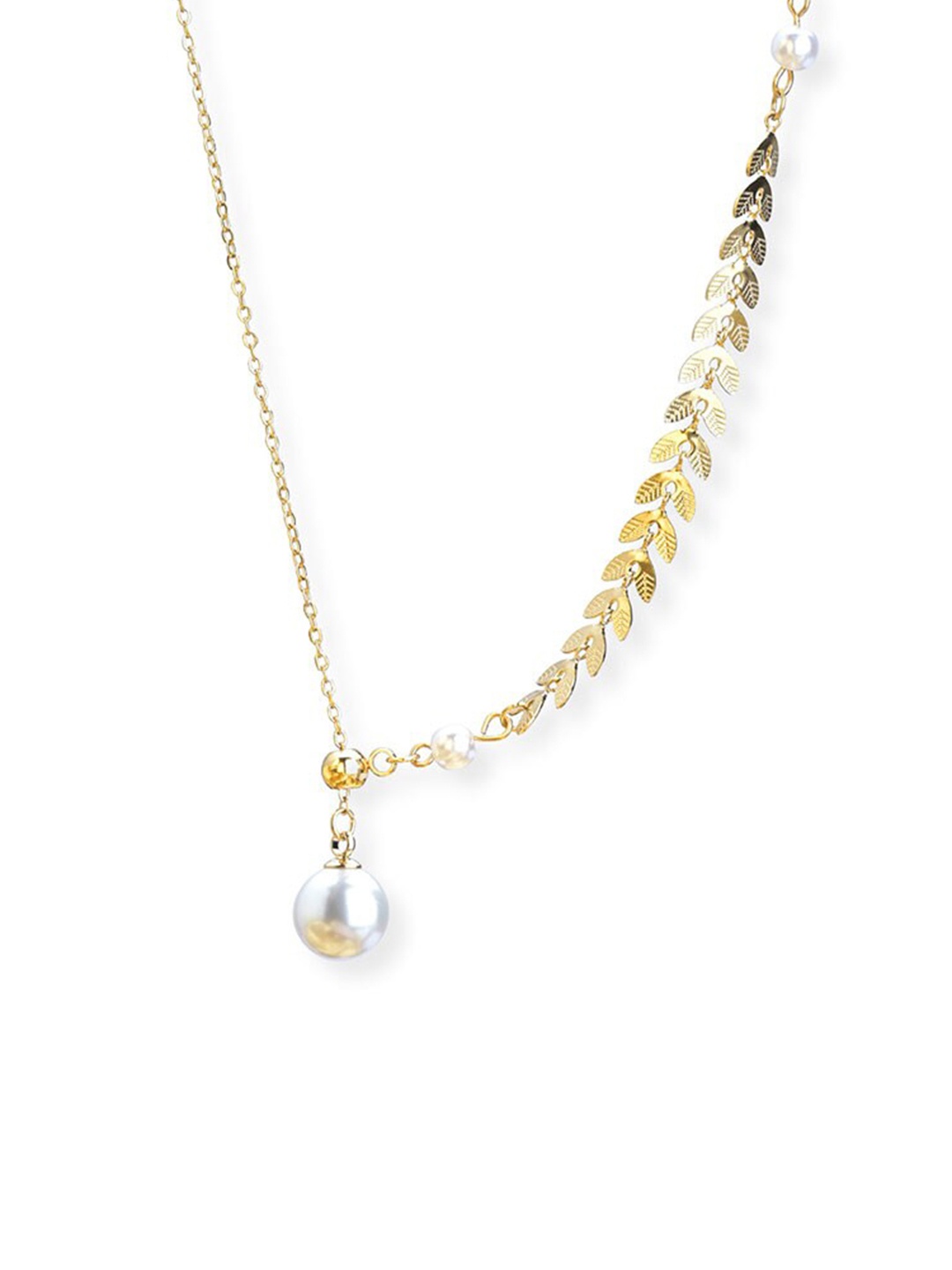 

PALMONAS Gold Plated Pearl Fishtail Arrow Chain Necklace