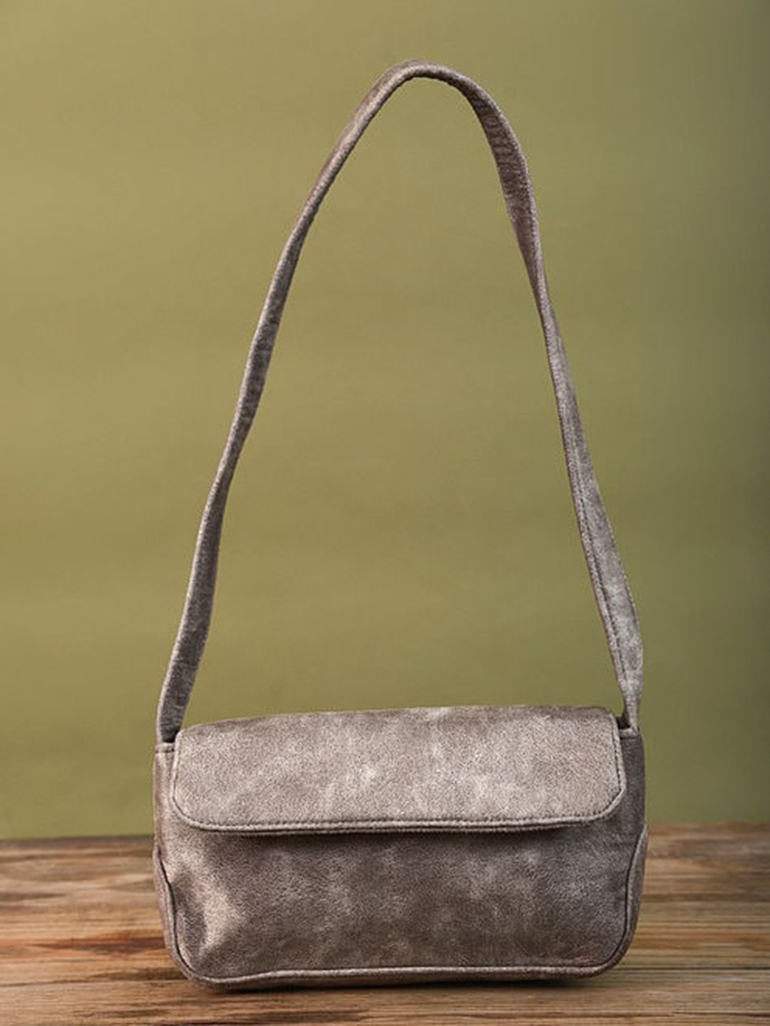 

Jalwa Art Textured Suede Structured Shoulder Bag, Grey