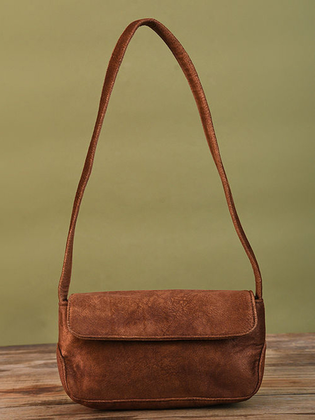 

Jalwa Art Small Suede Structured Shoulder Bag, Brown