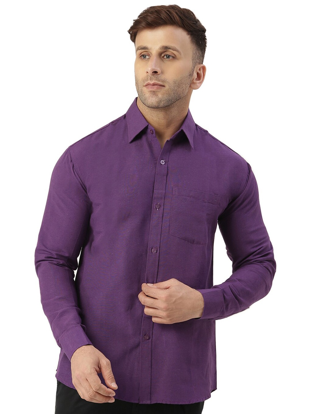 

RIAG Spread Collar Cotton Casual Shirt, Purple