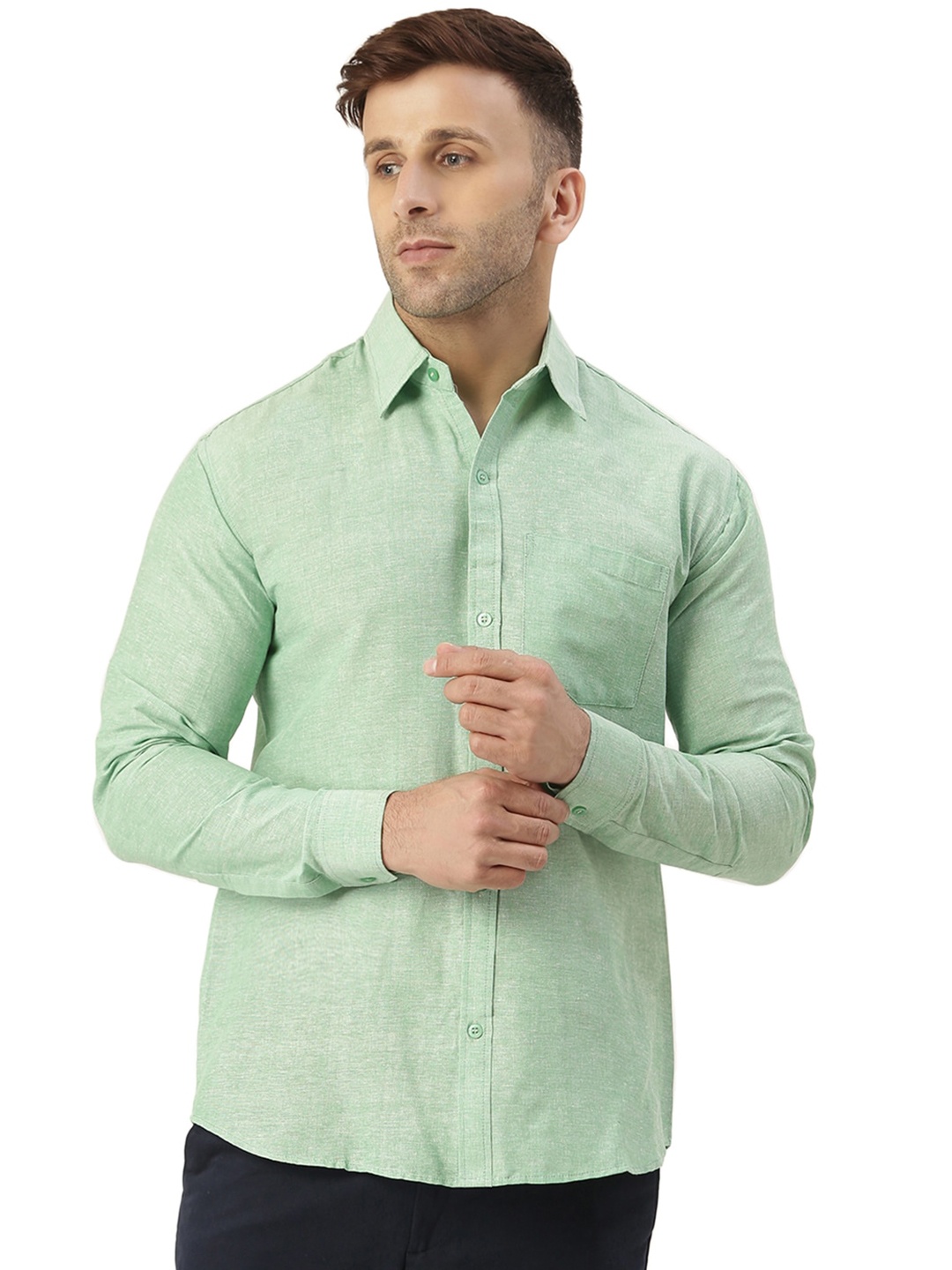 

RIAG Spread Collar Cotton Casual Shirt, Green
