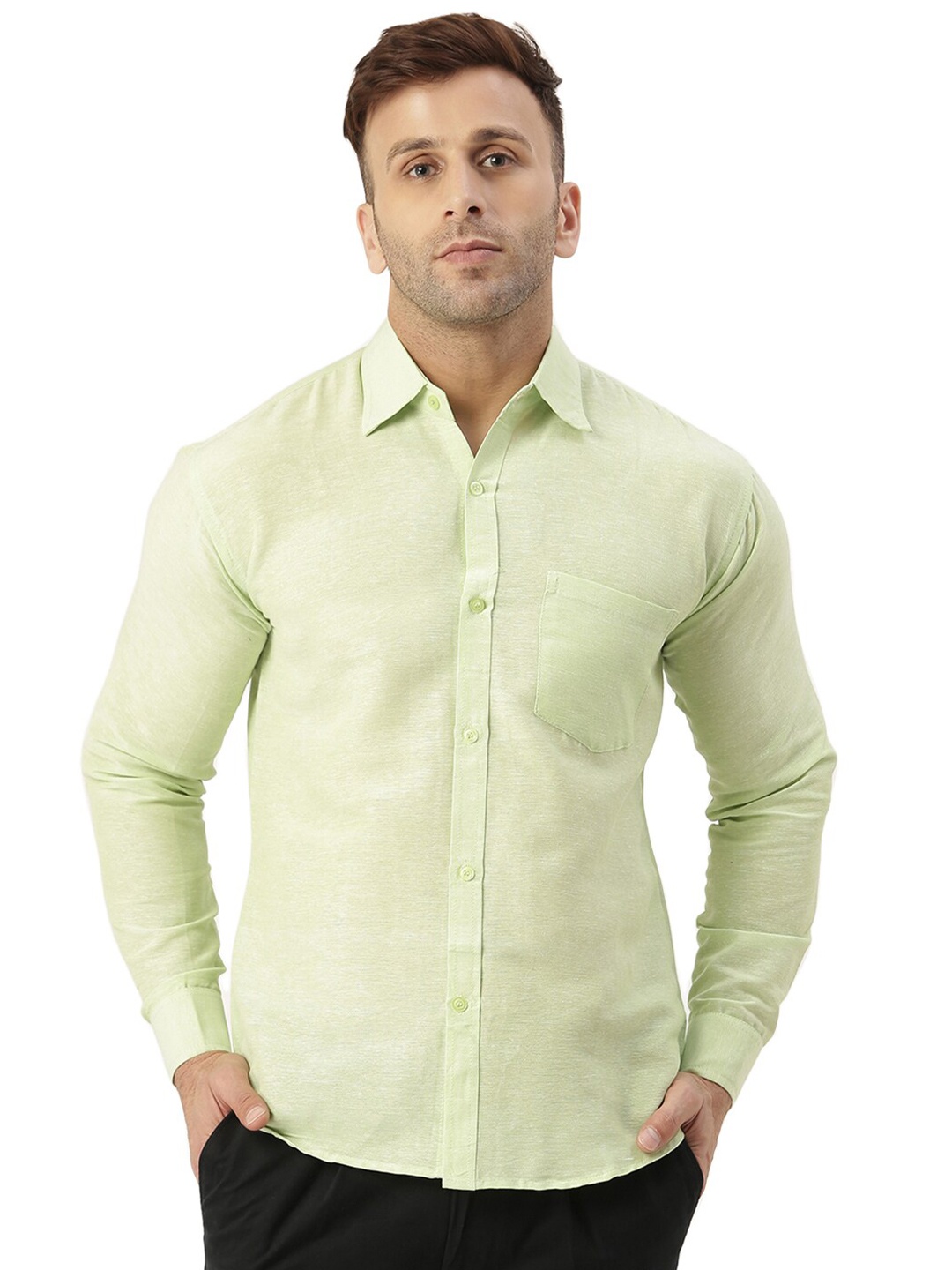 

RIAG Spread Collar Cotton Casual Shirt, Green
