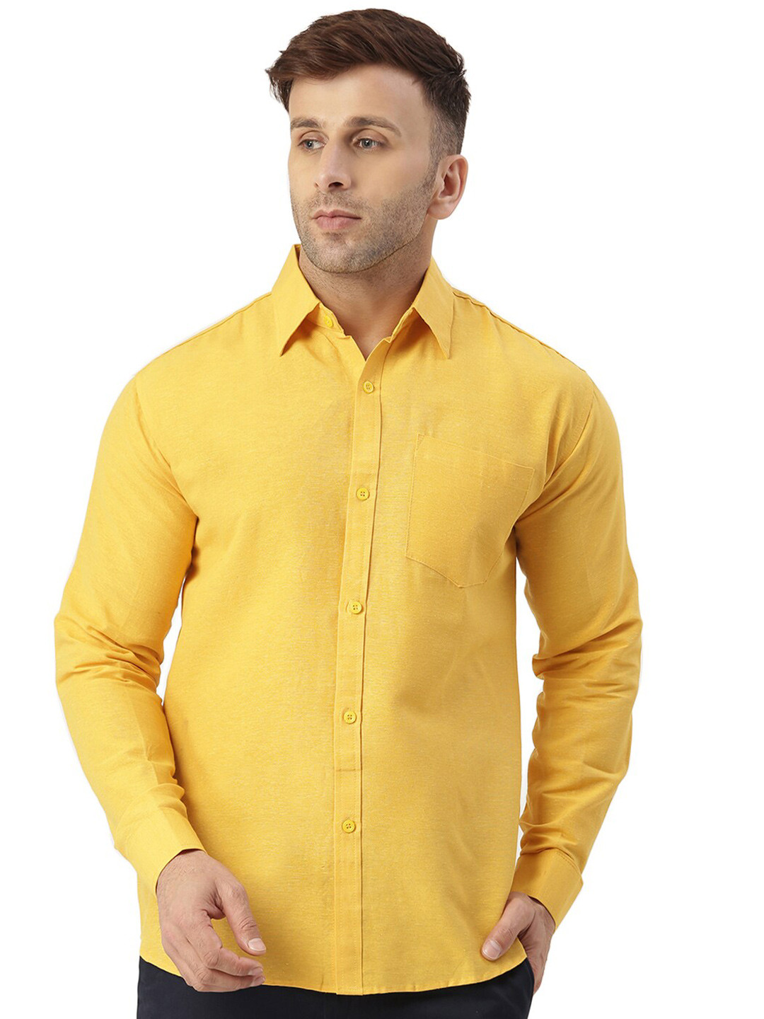 

RIAG Spread Collar Cotton Casual Shirt, Yellow