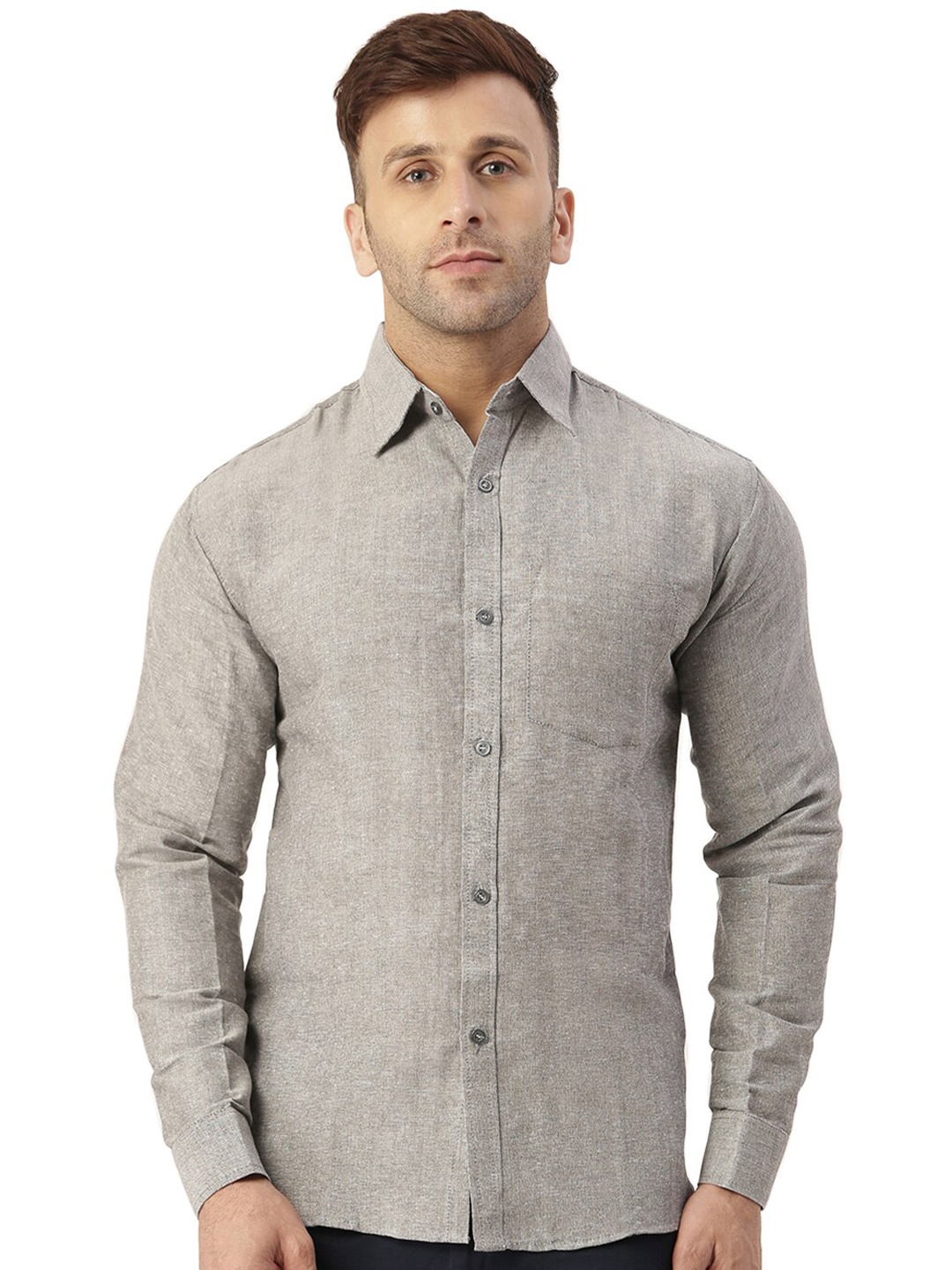 

RIAG Spread Collar Cotton Casual Shirt, Grey