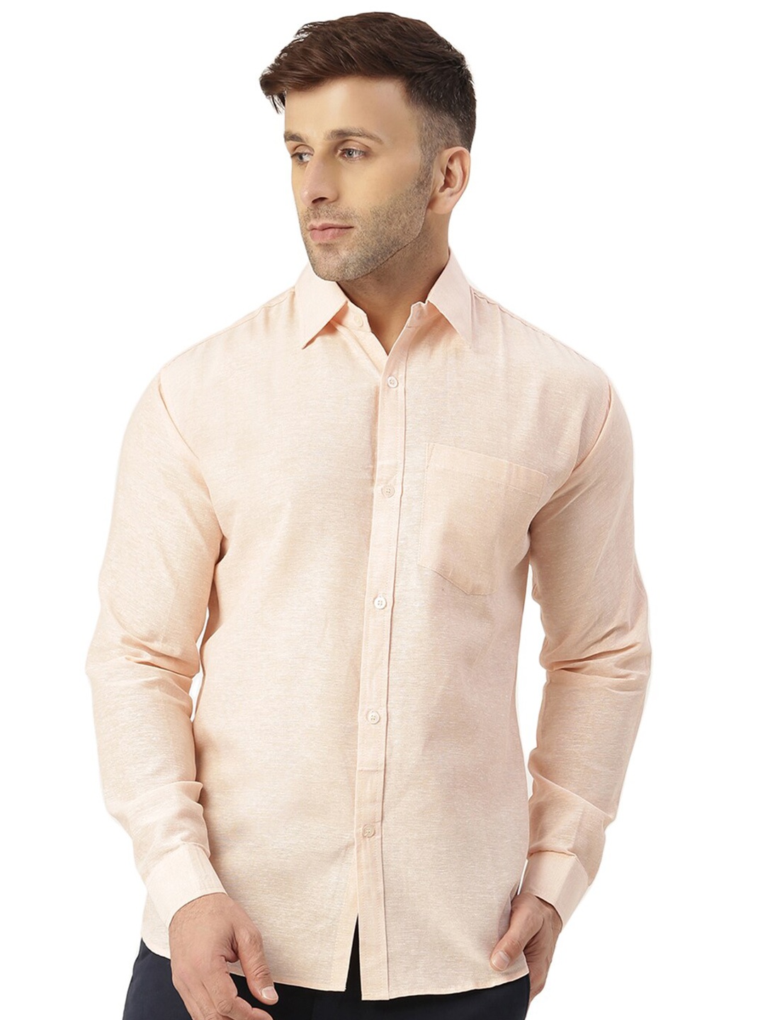 

RIAG Spread Collar Cotton Casual Shirt, Beige