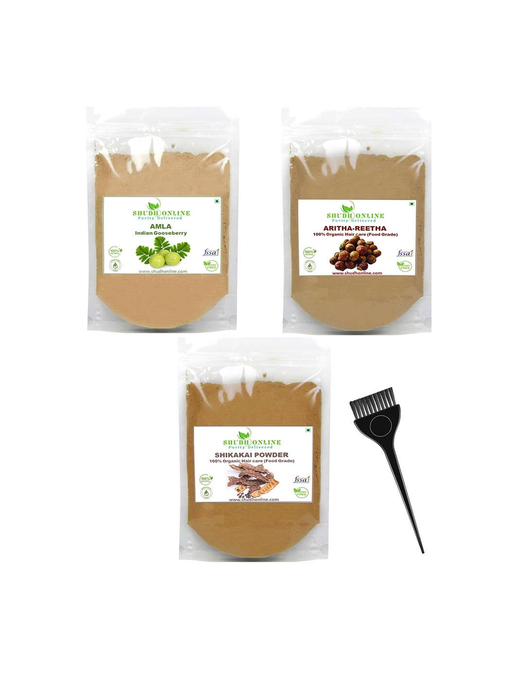 

Shudh Online Amla Reetha Shikakai Powder For Hair Wash Combo - 200g each, Brown