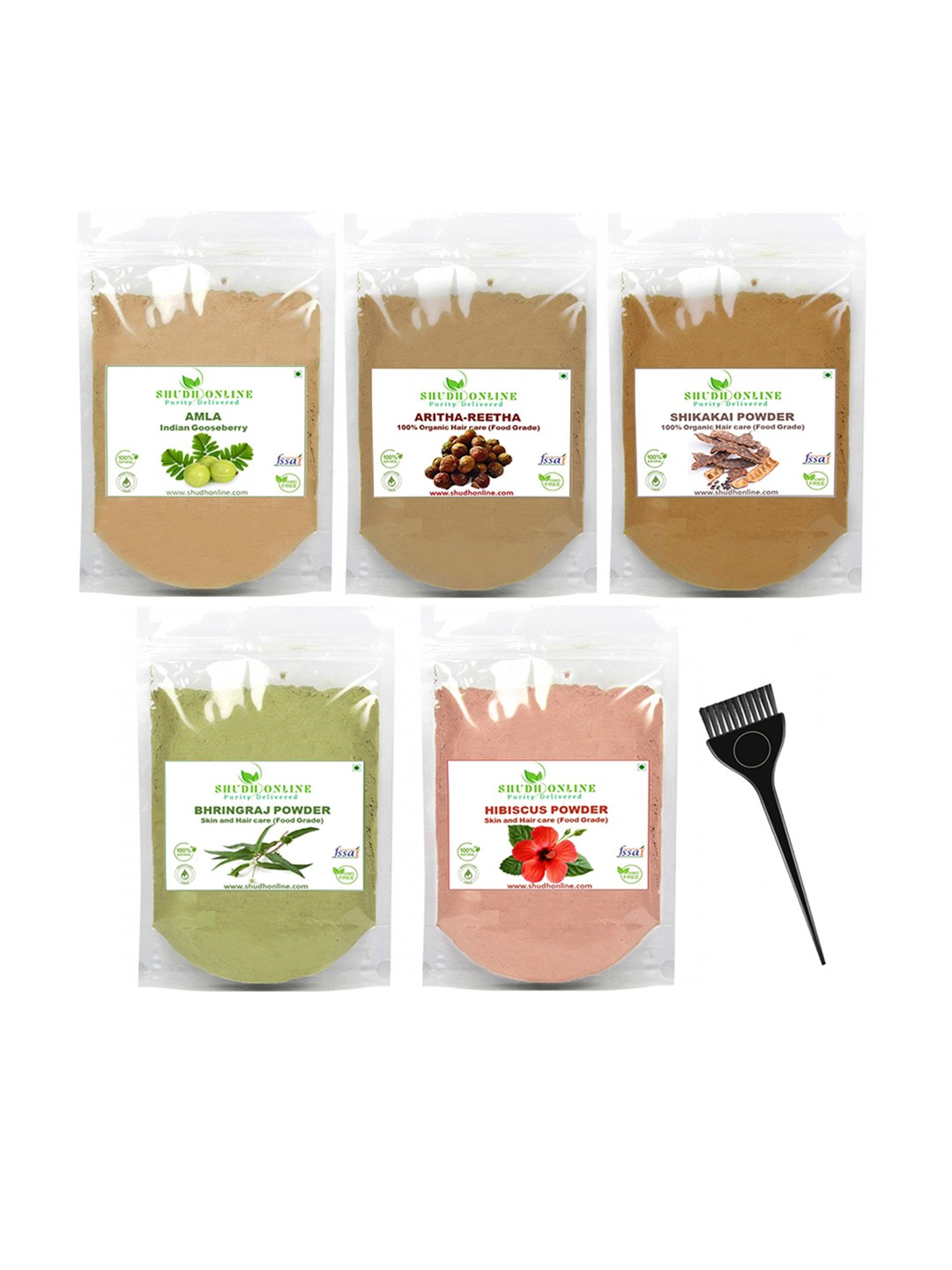 

Shudh Online Set Of 5 Hair Growth Powder - 200g each, Brown