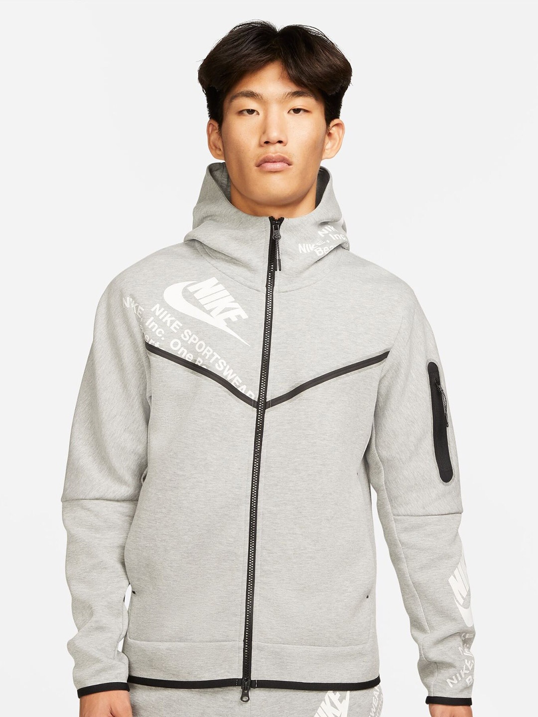 

Nike Sportswear Tech Fleece Graphic Full-Zip Hoodie Sweatshirt, Grey