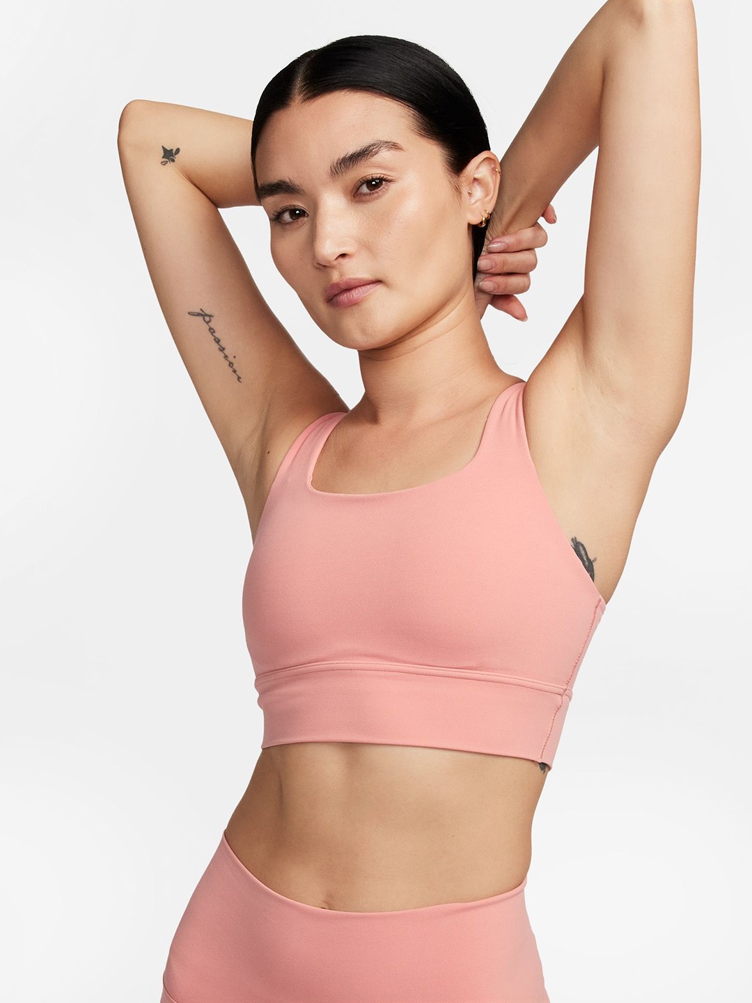 

Nike Women Dri-Fit Typography Printed Padded Medium-Support Sports Bra, Green