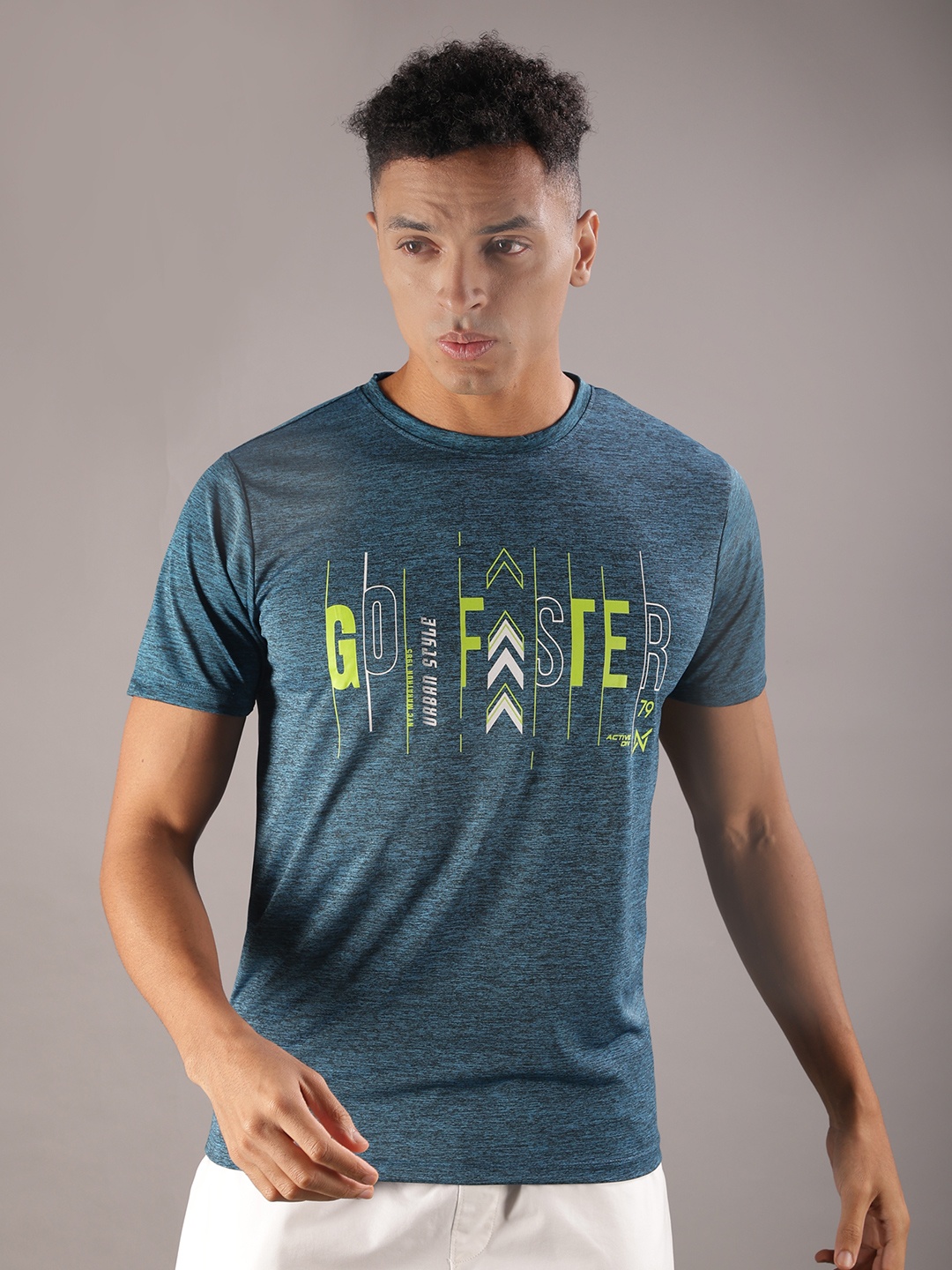 

Force NXT Men Printed Anti-Viral Anti-Odour Sports T-shirt, Blue