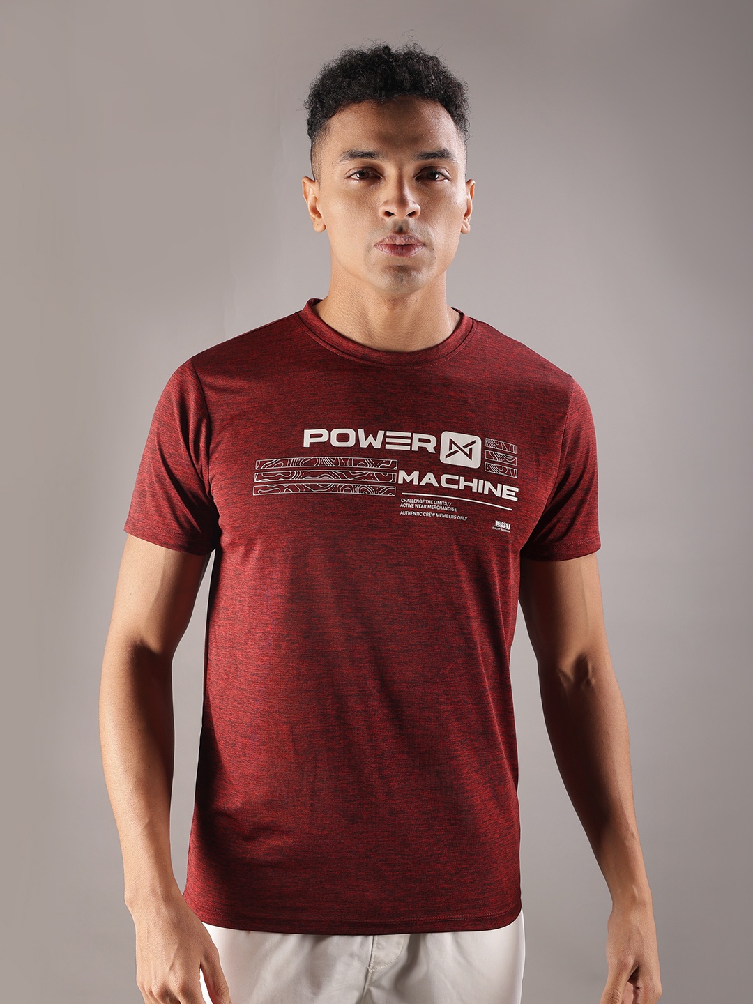 

Force NXT Men Typography Print Anti-Viral Anti-Odour Cool Sports T-Shirt, Maroon