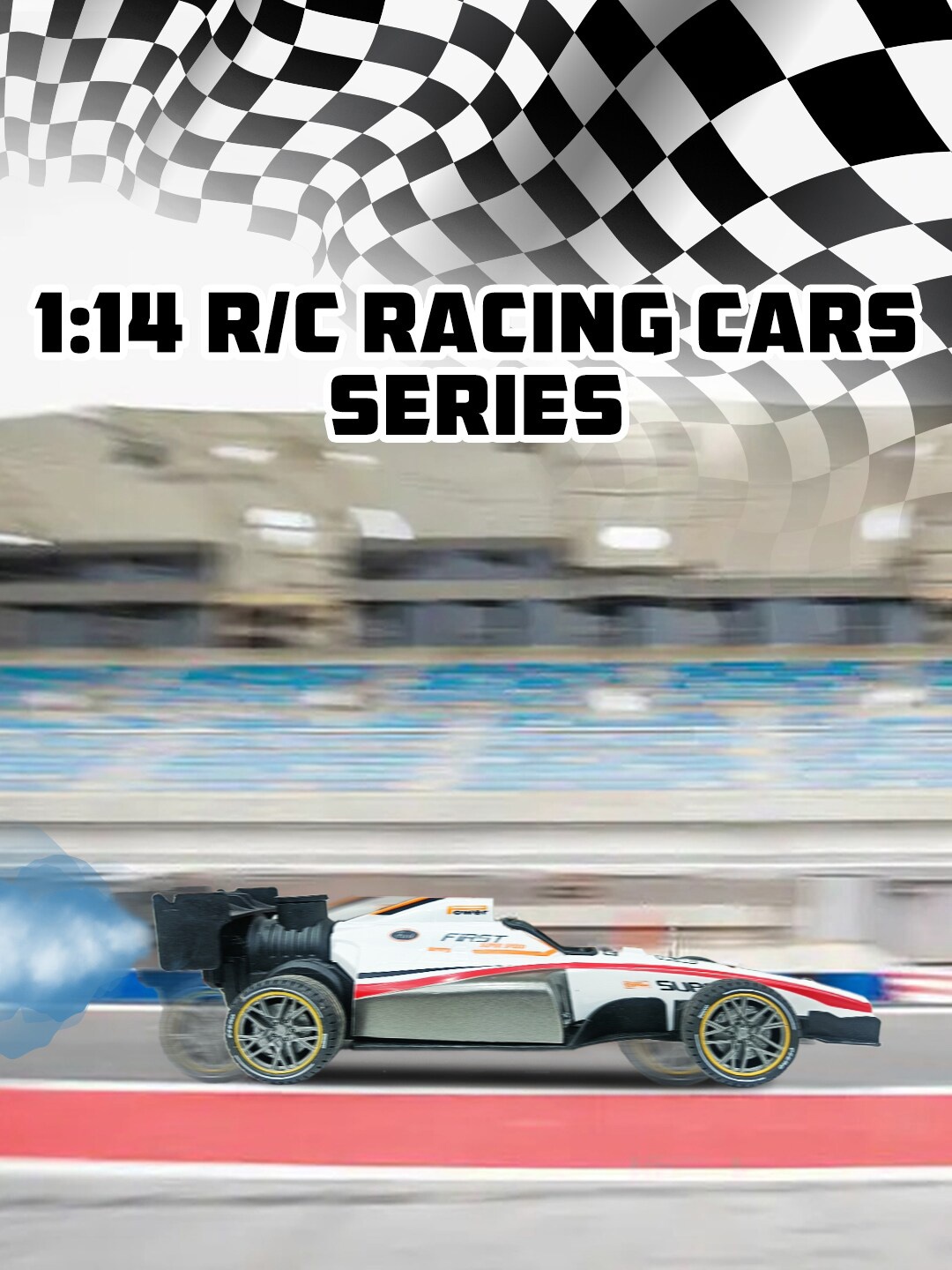 

WEMBLEY Kids High-Speed Remote Control Car Scale 1:14 and Smoke Spray Light 2WD Off Road F, White