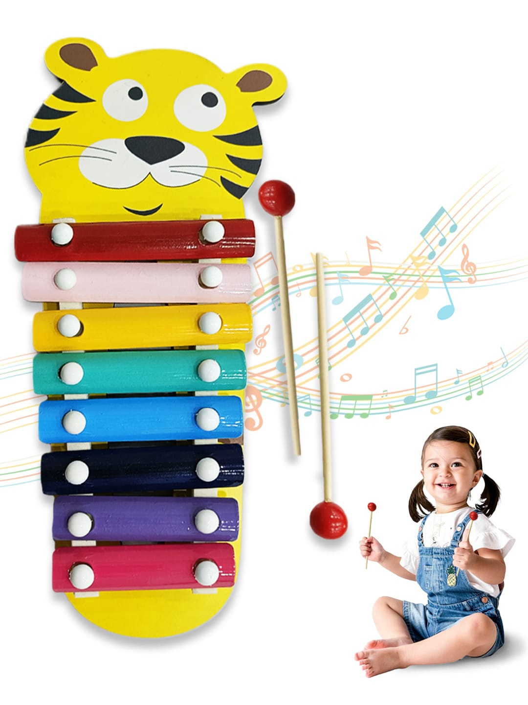 

WEMBLEY Kids Wooden Xylophone Piano Toy With 8 Note Musical Toys, Yellow