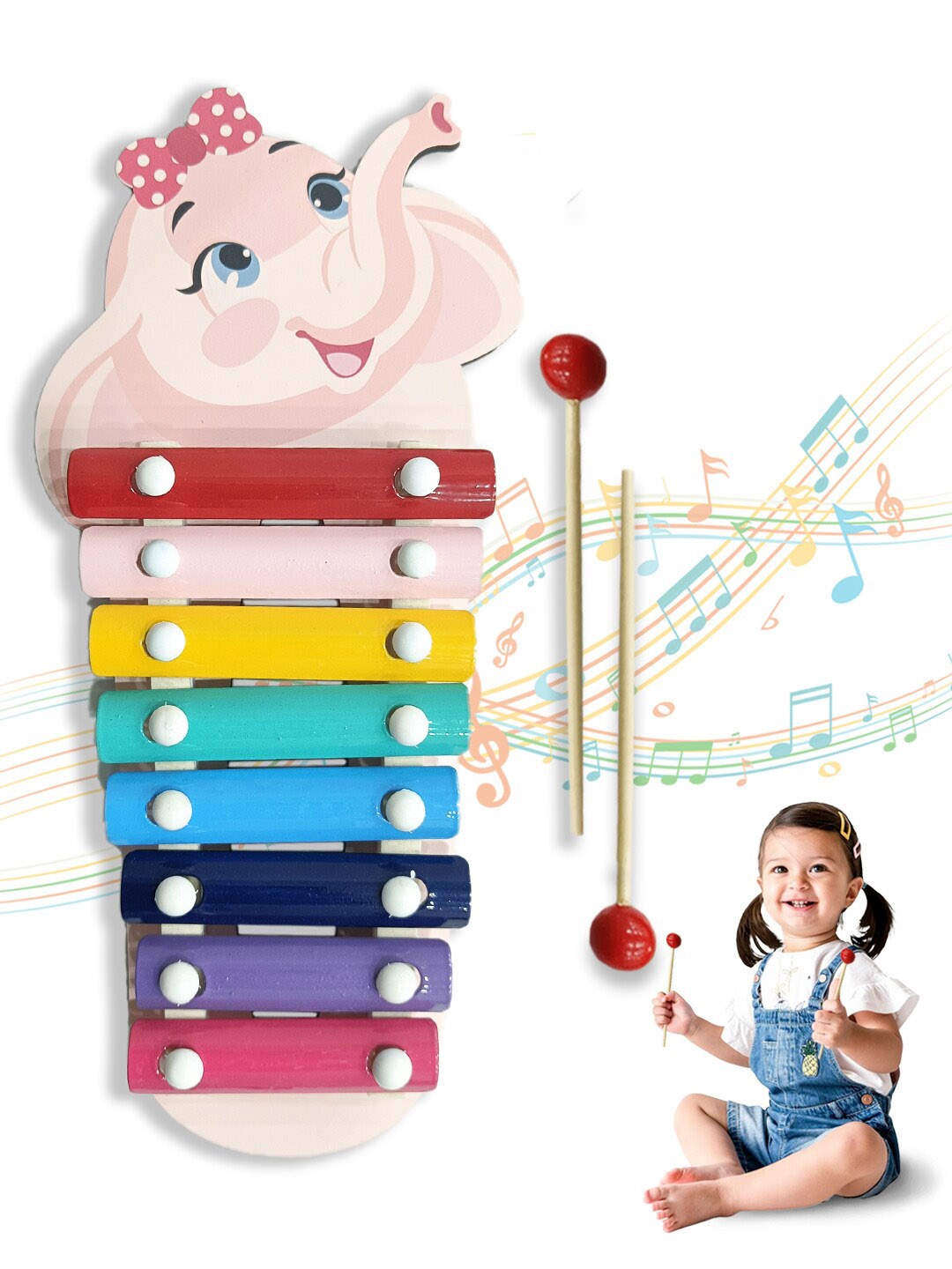 

WEMBLEY Kids Wooden Xylophone With 8 Note, Pink