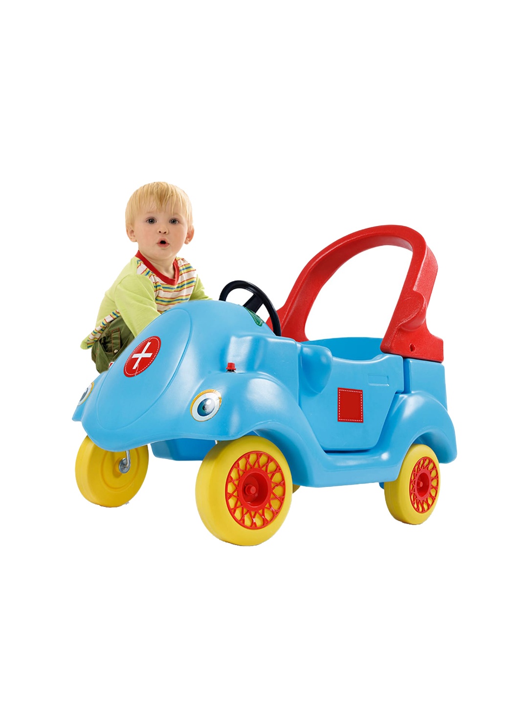 

WEMBLEY Blue Push Ride On Car with Steering Horn & Big Wheels