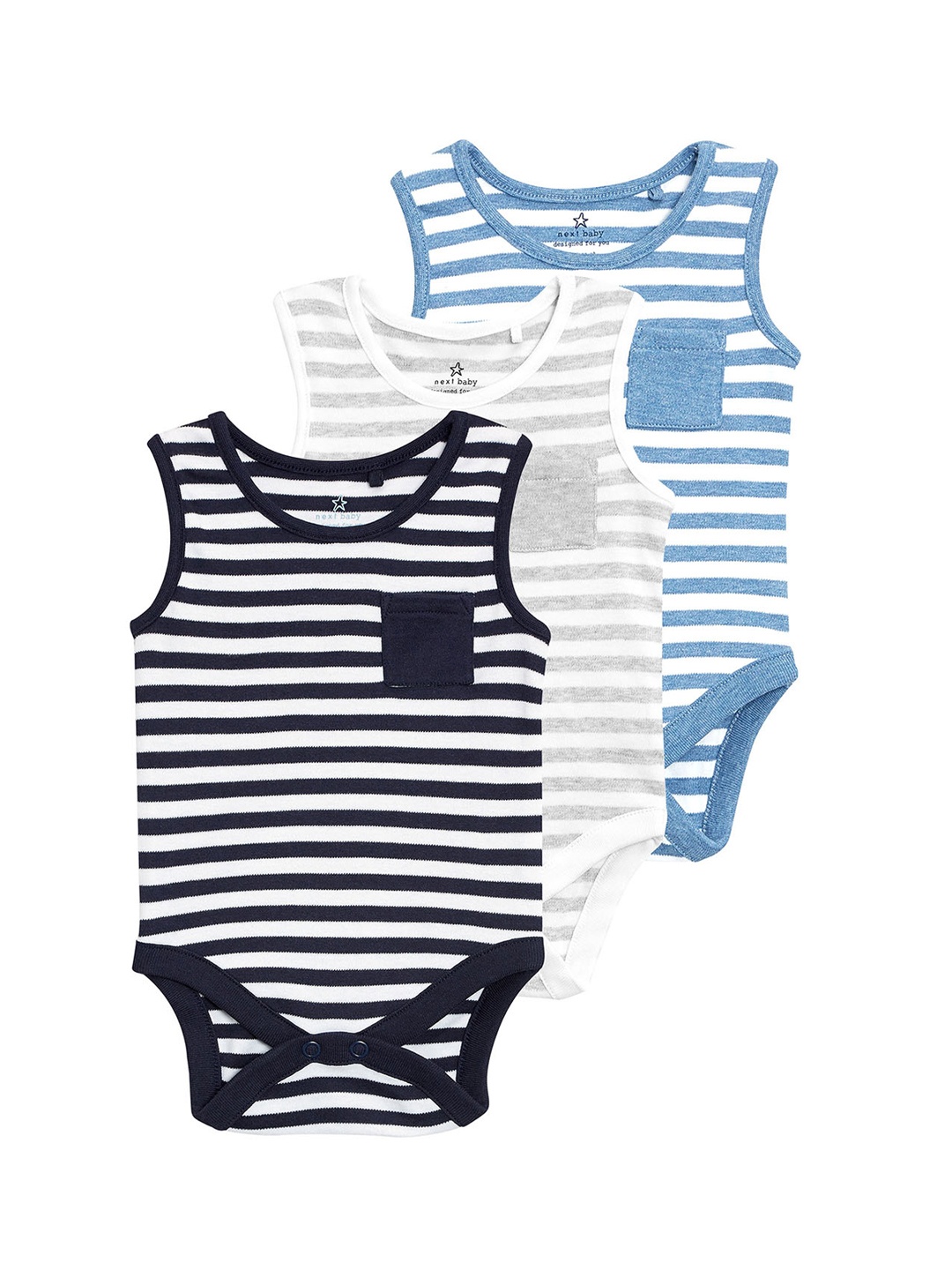 

next Boys Pack of 3 Bodysuits, Blue