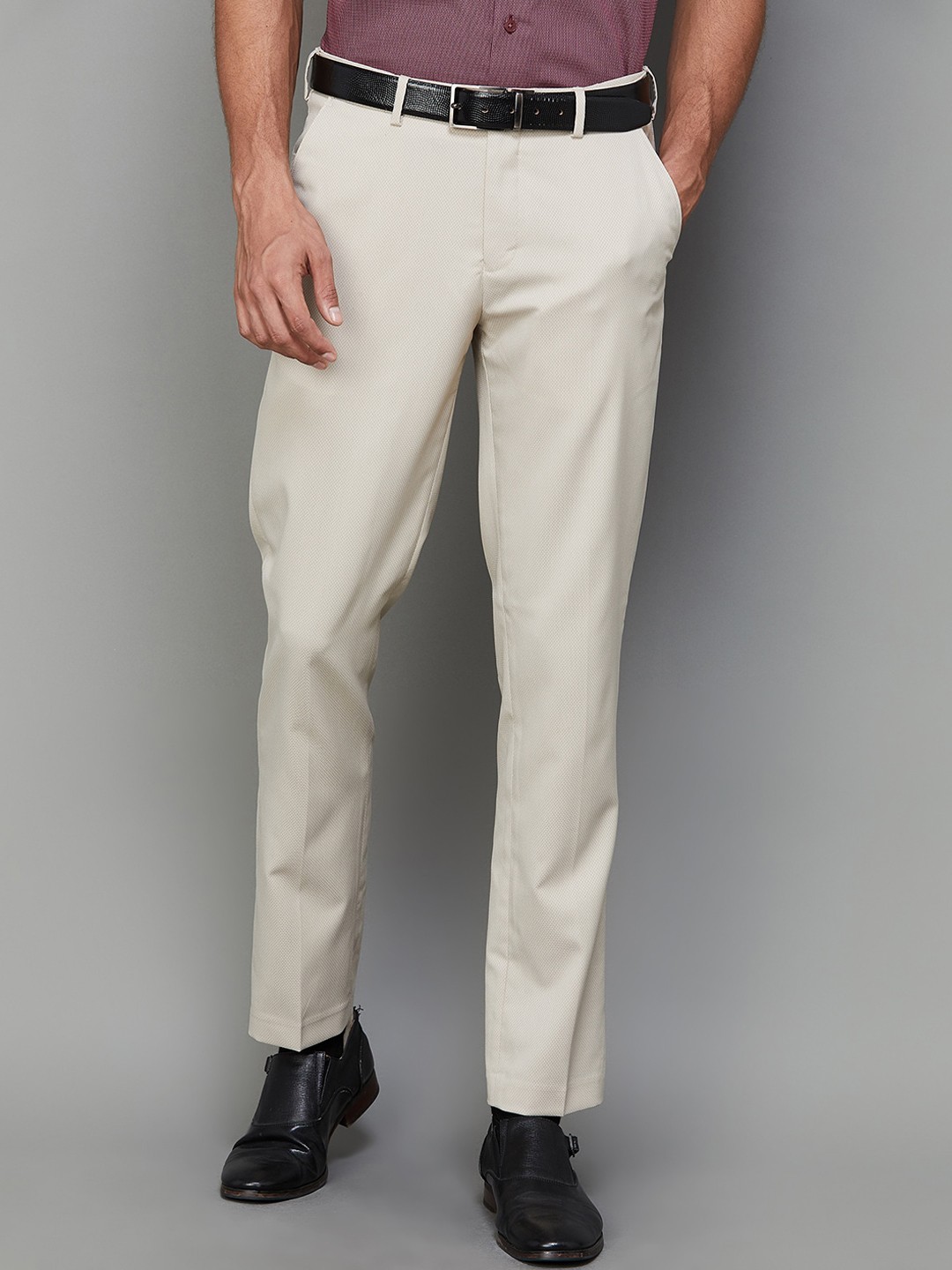 

CODE by Lifestyle Men Slim Fit Formal Trousers, Beige