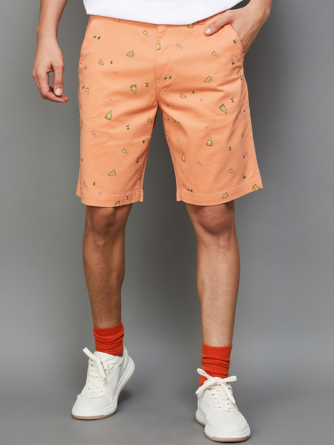 

Fame Forever by Lifestyle Men Conversational Printed Mid Rise Shorts, Orange