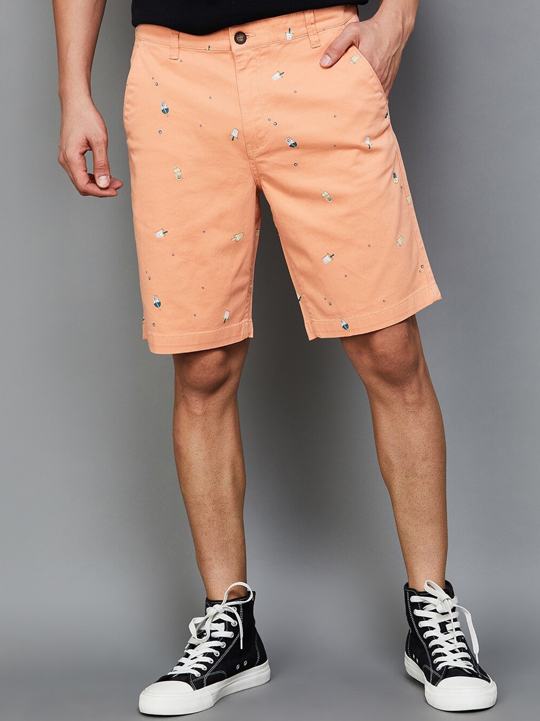 

Fame Forever by Lifestyle Men Conversational Printed Mid Rise Shorts, Orange