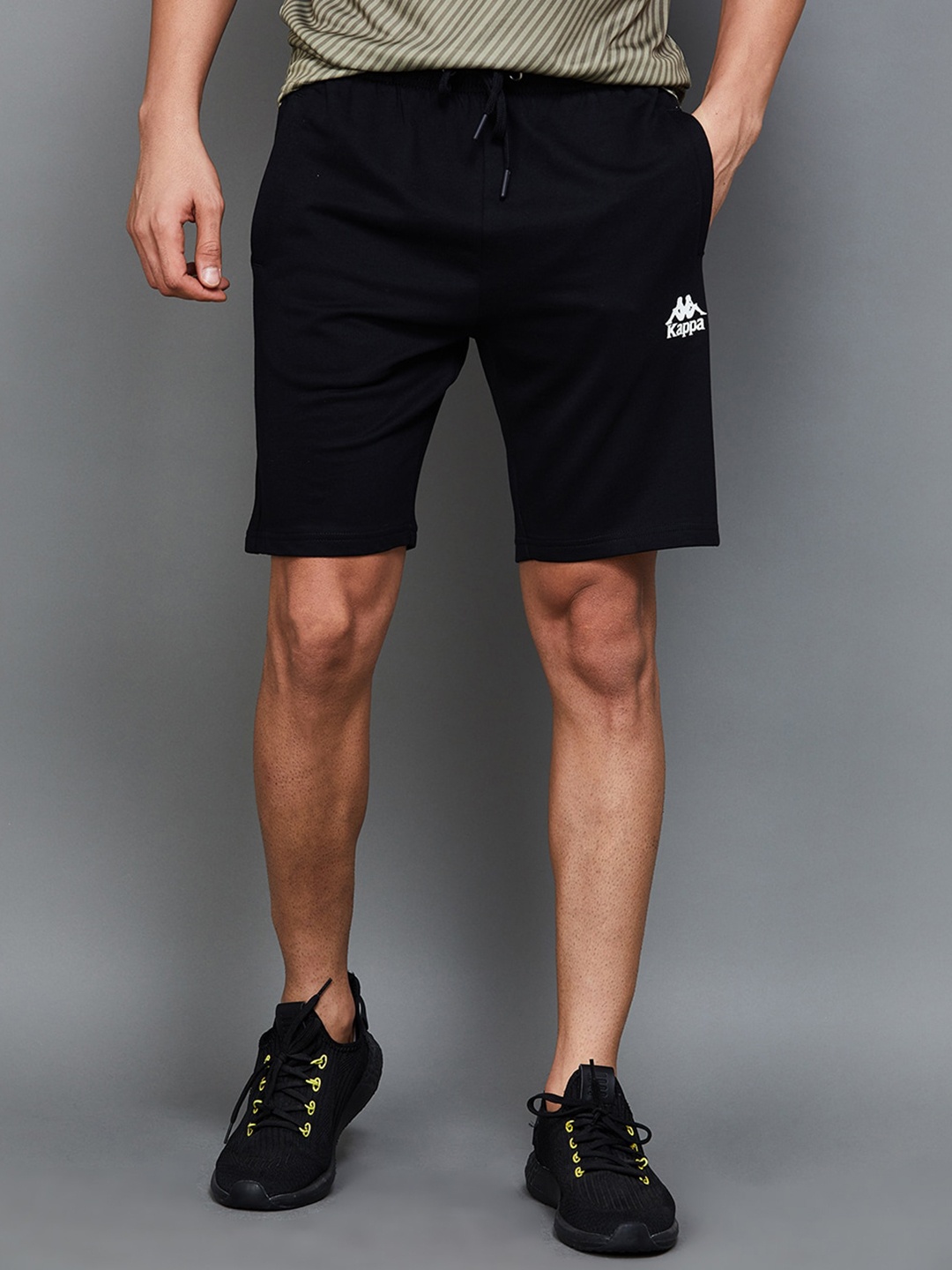 

Kappa Men Mid Rise Cotton Sports Shorts, Black