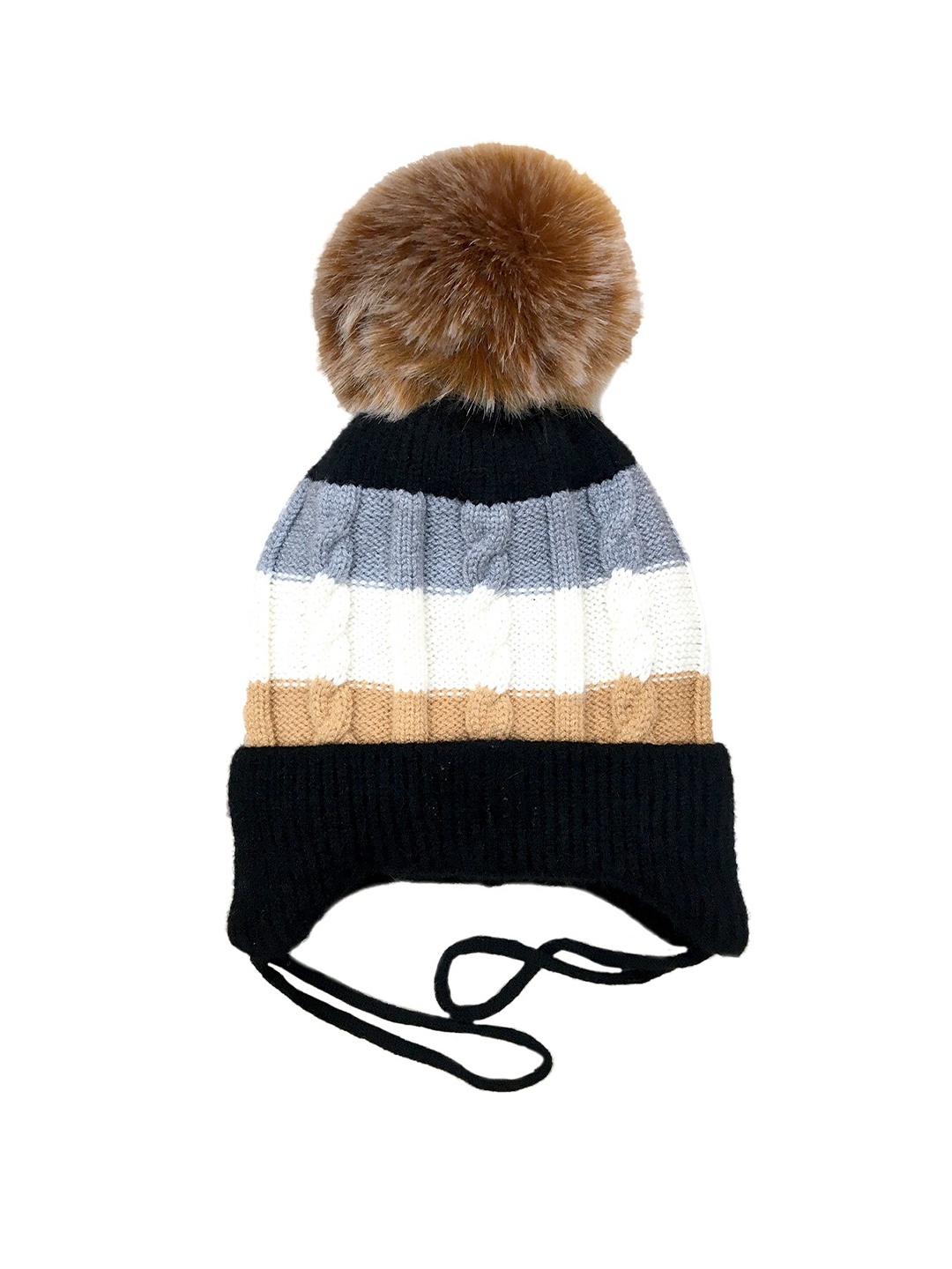 

Gajraj Unisex Kids Colourblocked Woollen Beanie, Black