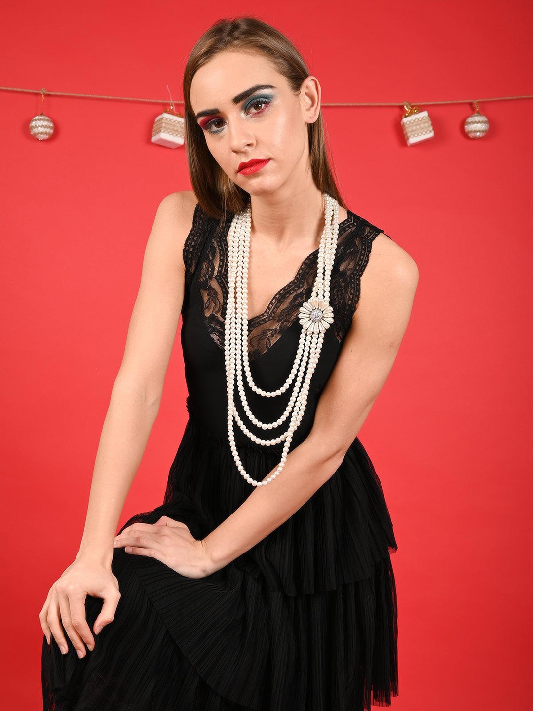 

ODETTE Silver-Toned Pearls Layered Necklace, White