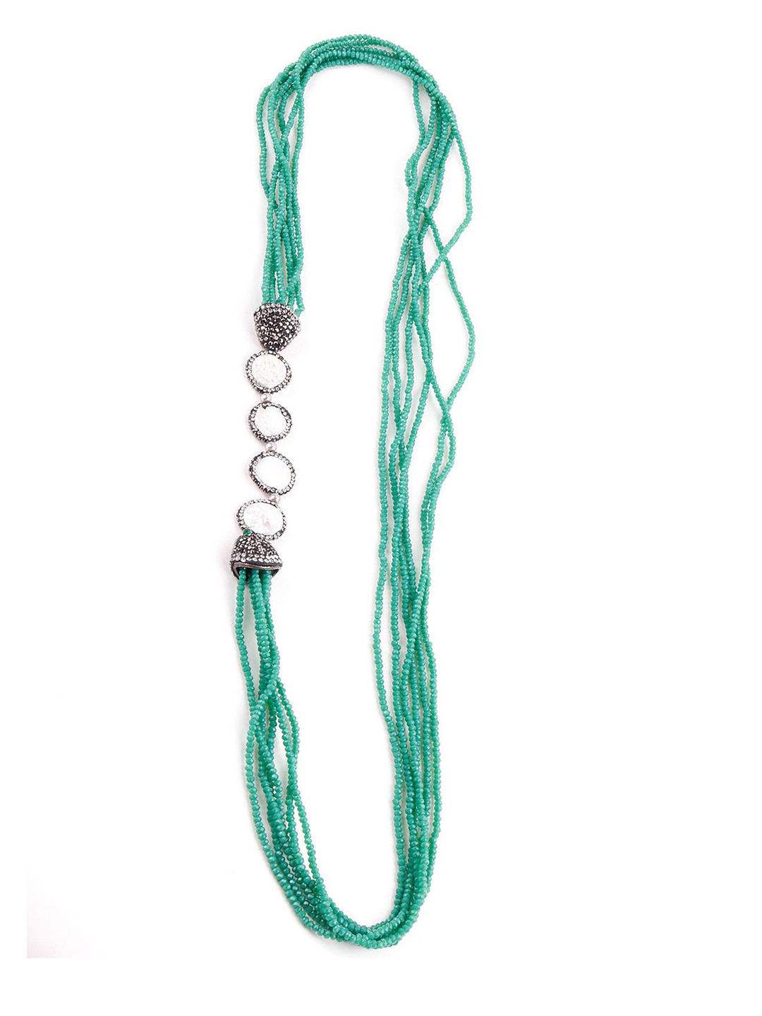 

ODETTE Layered Crystal Chain, Green