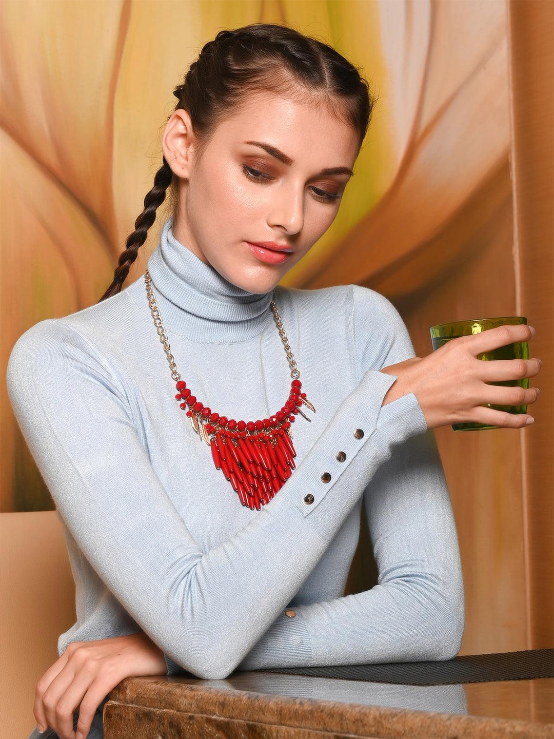 

ODETTE Artificial Beads Gold-Plated Necklace